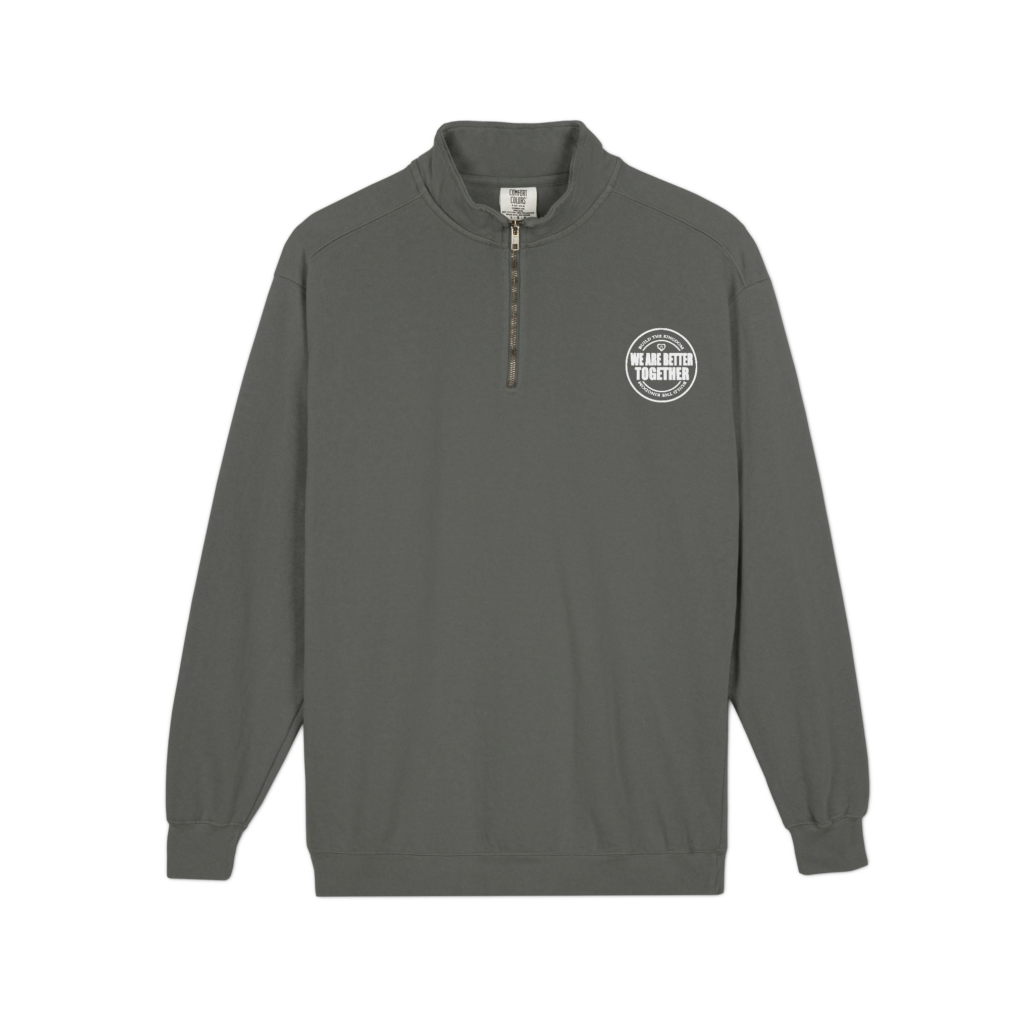 Quarter-Zip Sweatshirt — Small Chest Badge & Back Cross Graphic (Faith-Inspired)