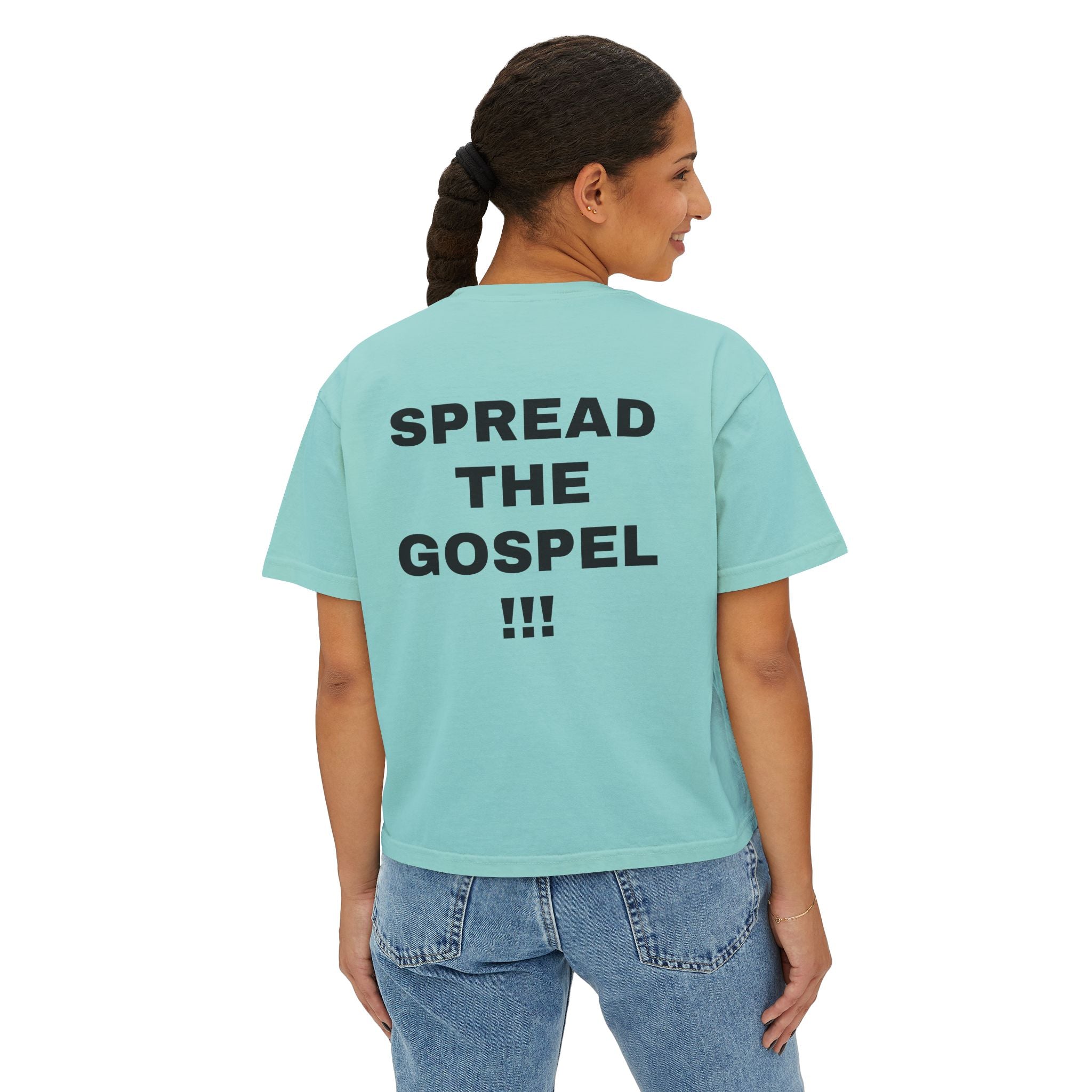 Christian Message Boxy Tee — "Build the Kingdom / Spread the Gospel"