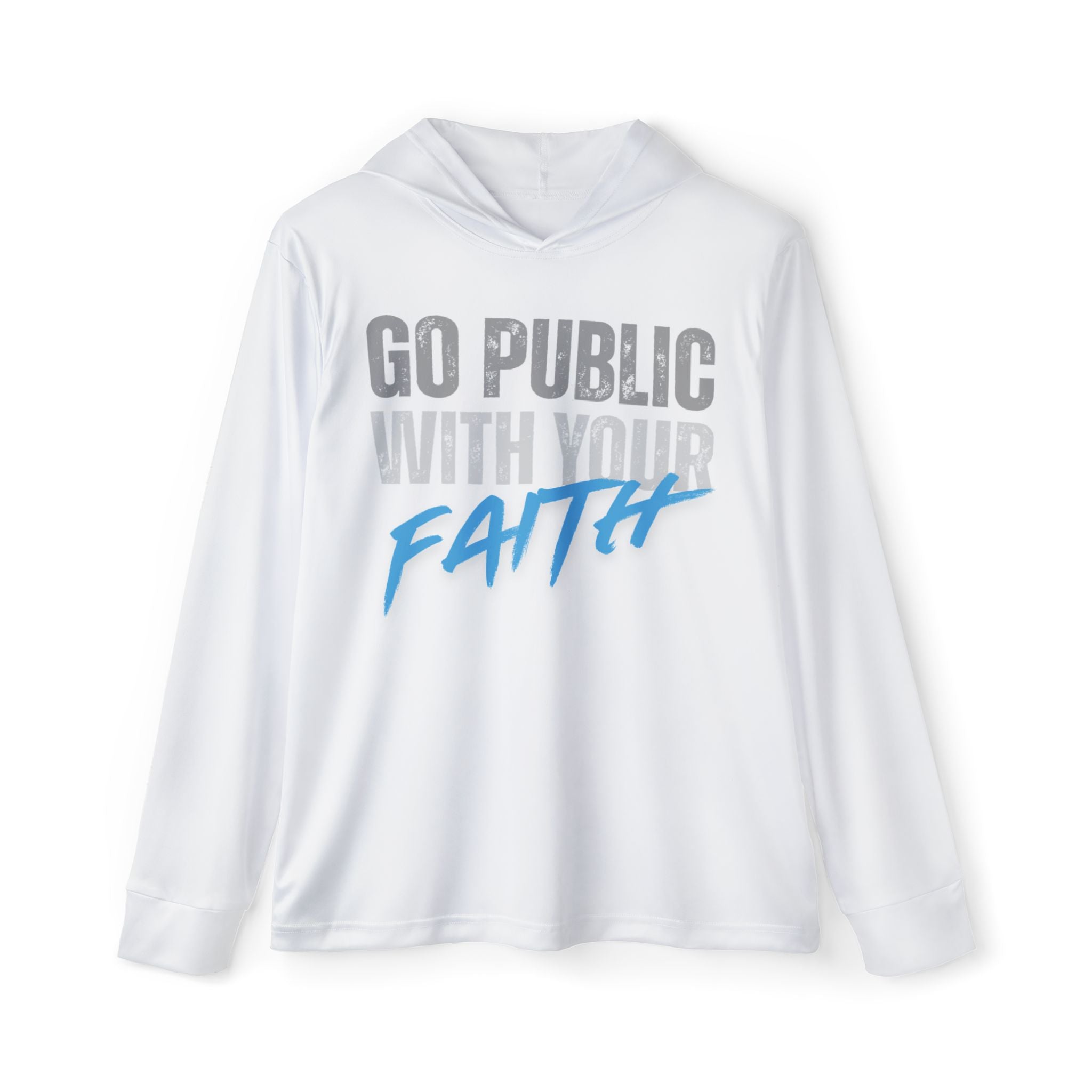 Go Public With Your Faith Hoodie — Christian Sports Warmup Hoodie (Rom. 1:16)