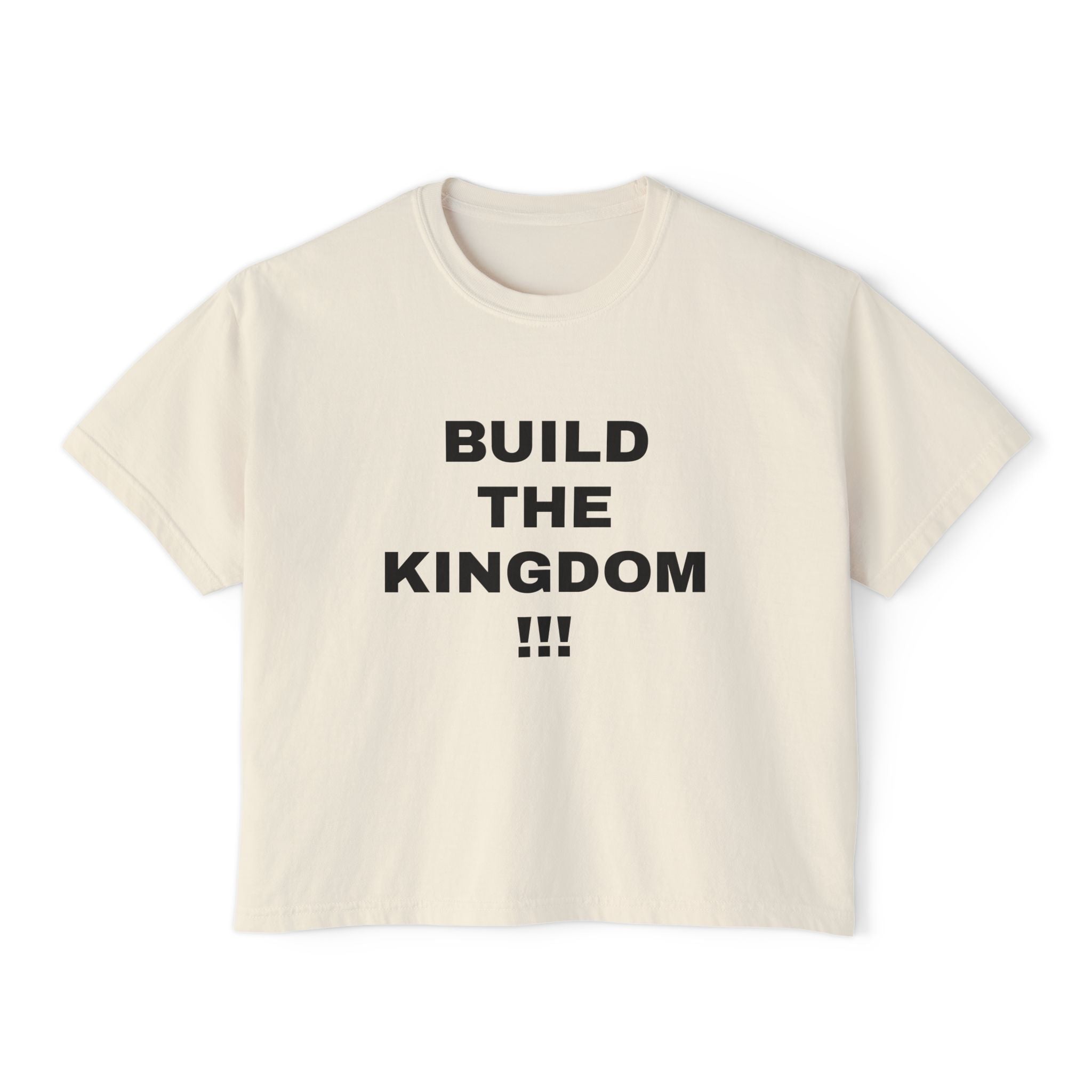Christian Message Boxy Tee — "Build the Kingdom / Spread the Gospel"