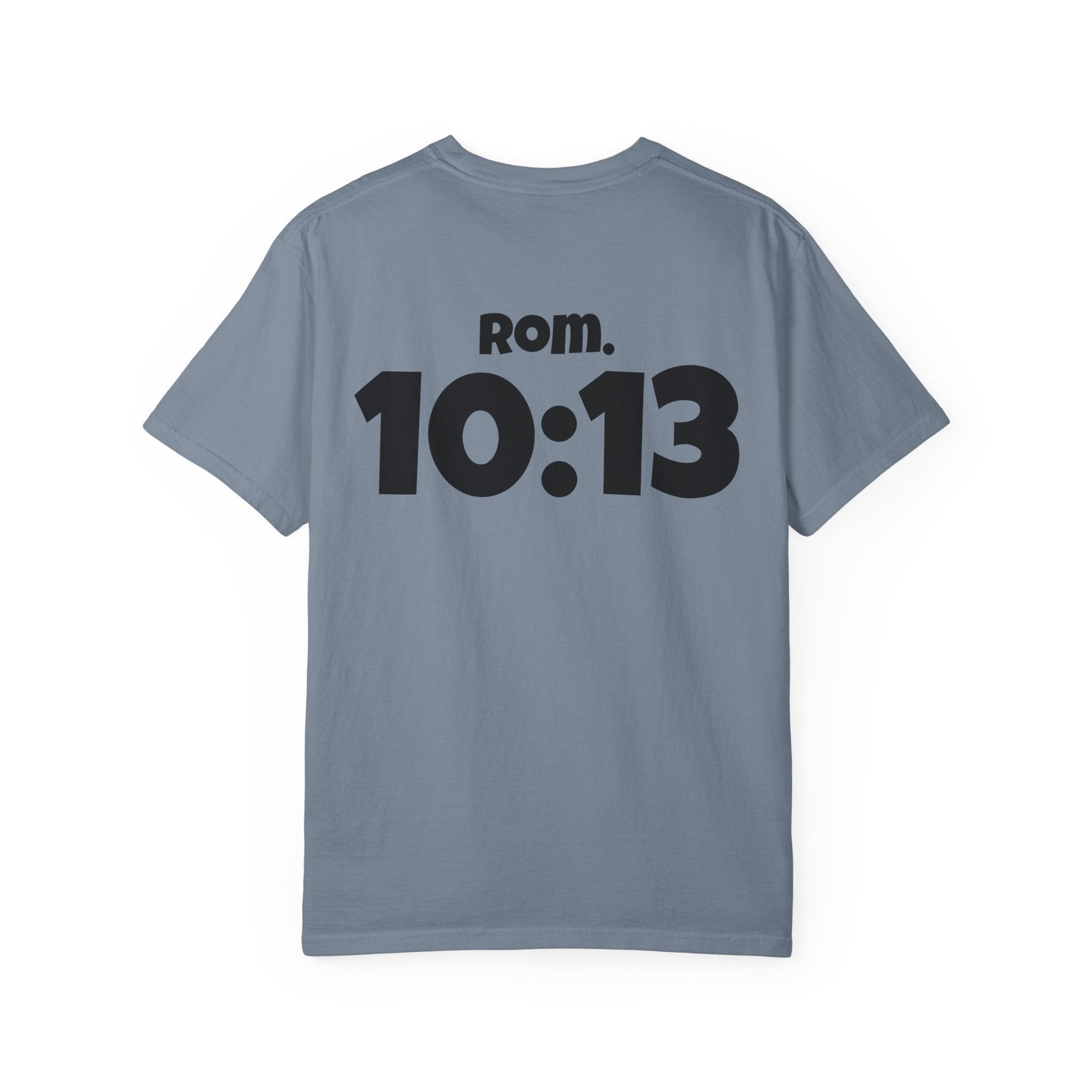 Christian T-Shirt — "Paid For" Cross Design with Rom. 10:13 Back