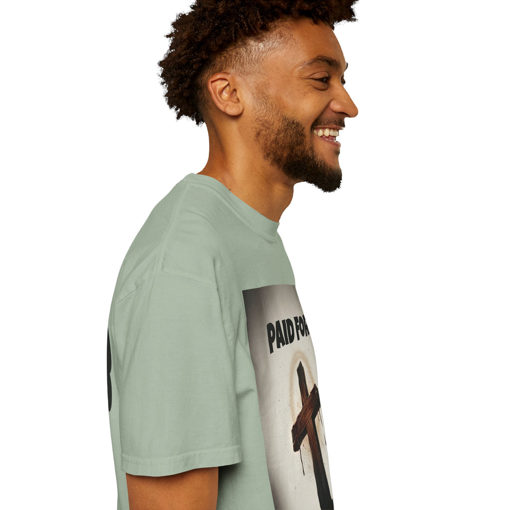 Christian T-Shirt — "Paid For" Cross Design with Rom. 10:13 Back