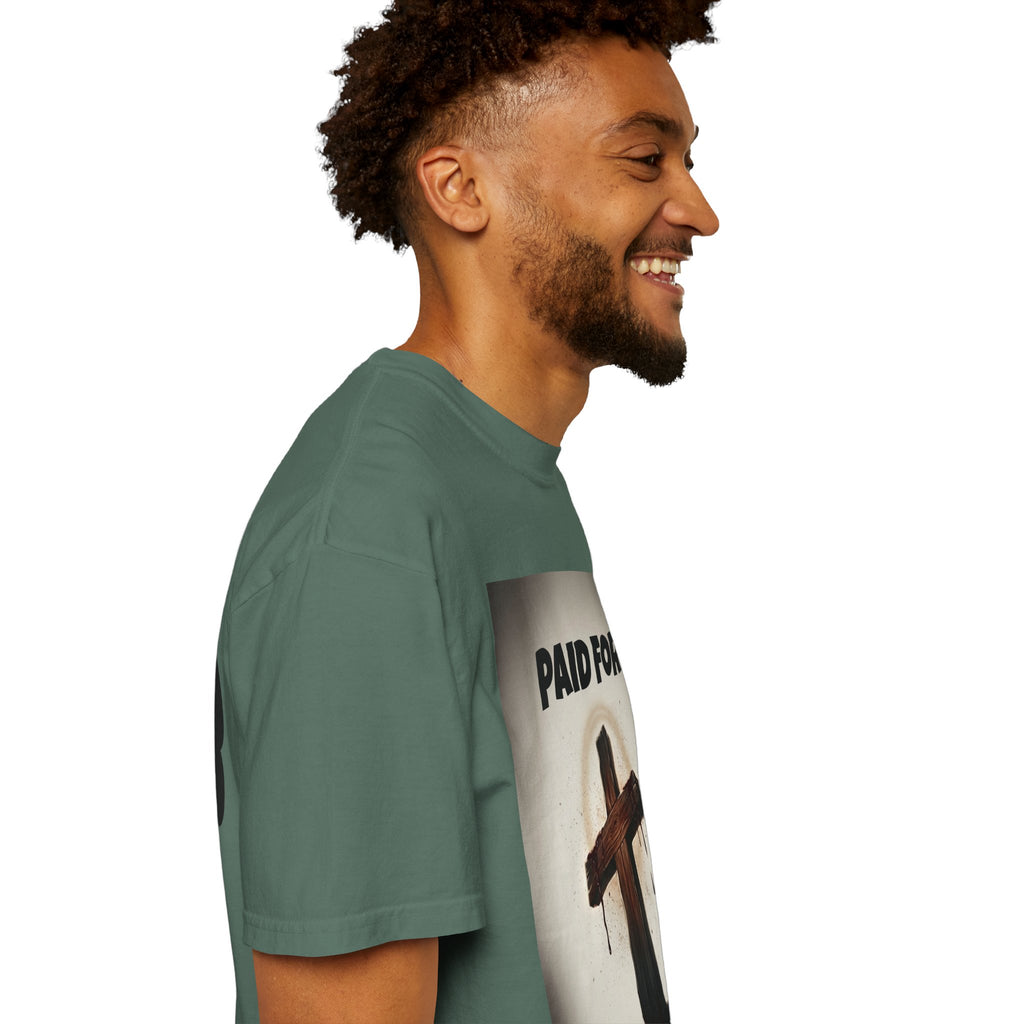 Christian T-Shirt — "Paid For" Cross Design with Rom. 10:13 Back