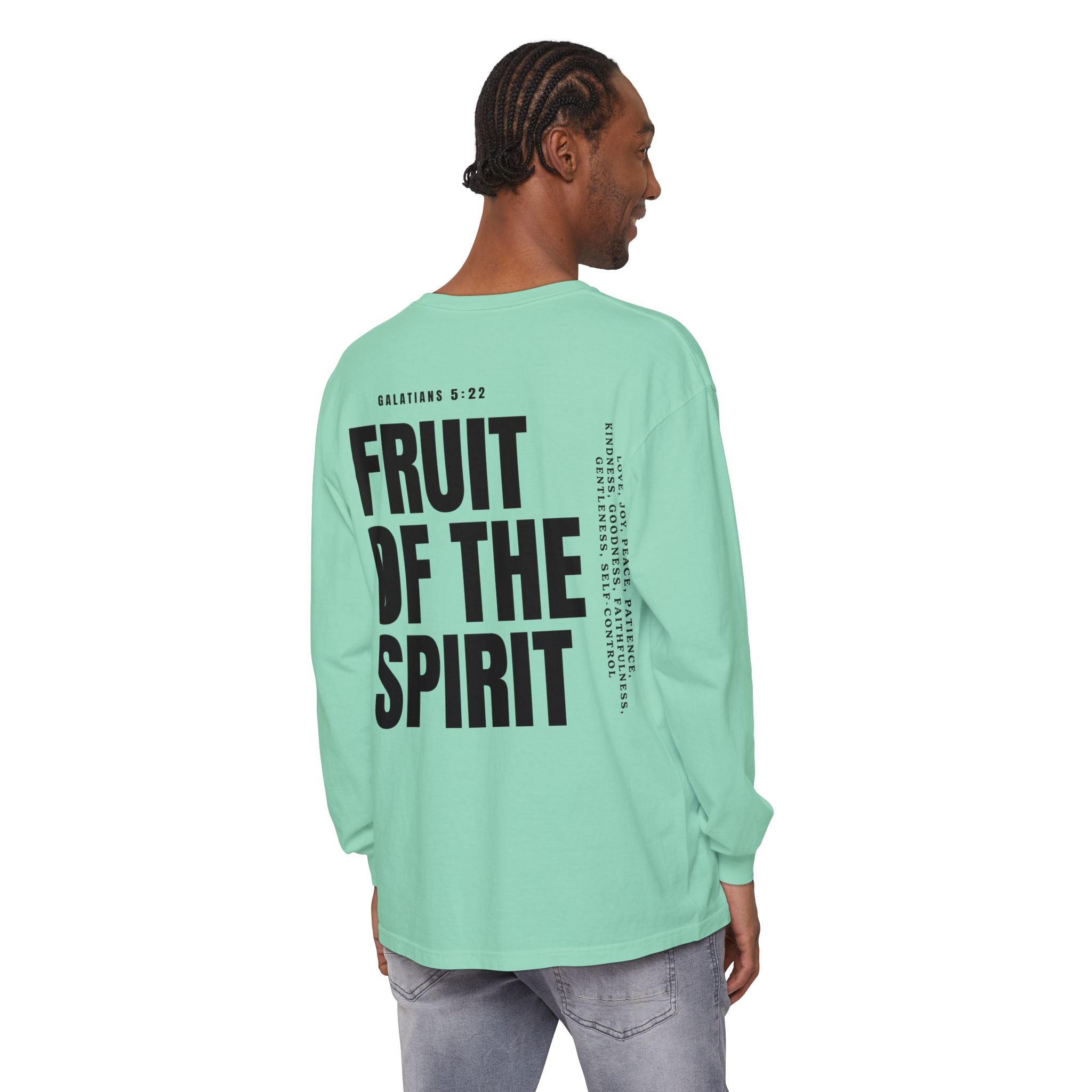 Be Fruitful Long Sleeve T-Shirt — “Fruit of the Spirit” Christian Graphic