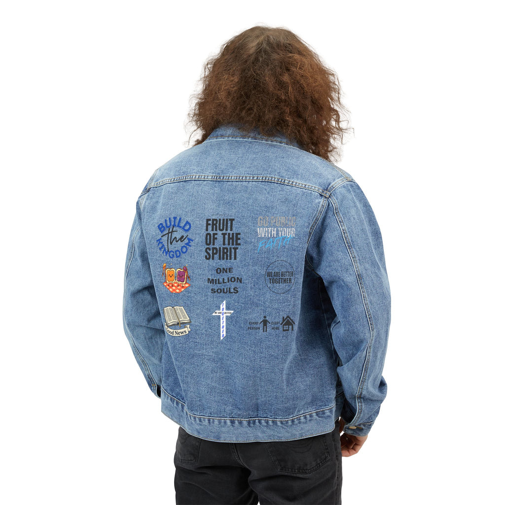 Embroidered Faith Denim Jacket — Men’s Religious Patch Trucker Jacket