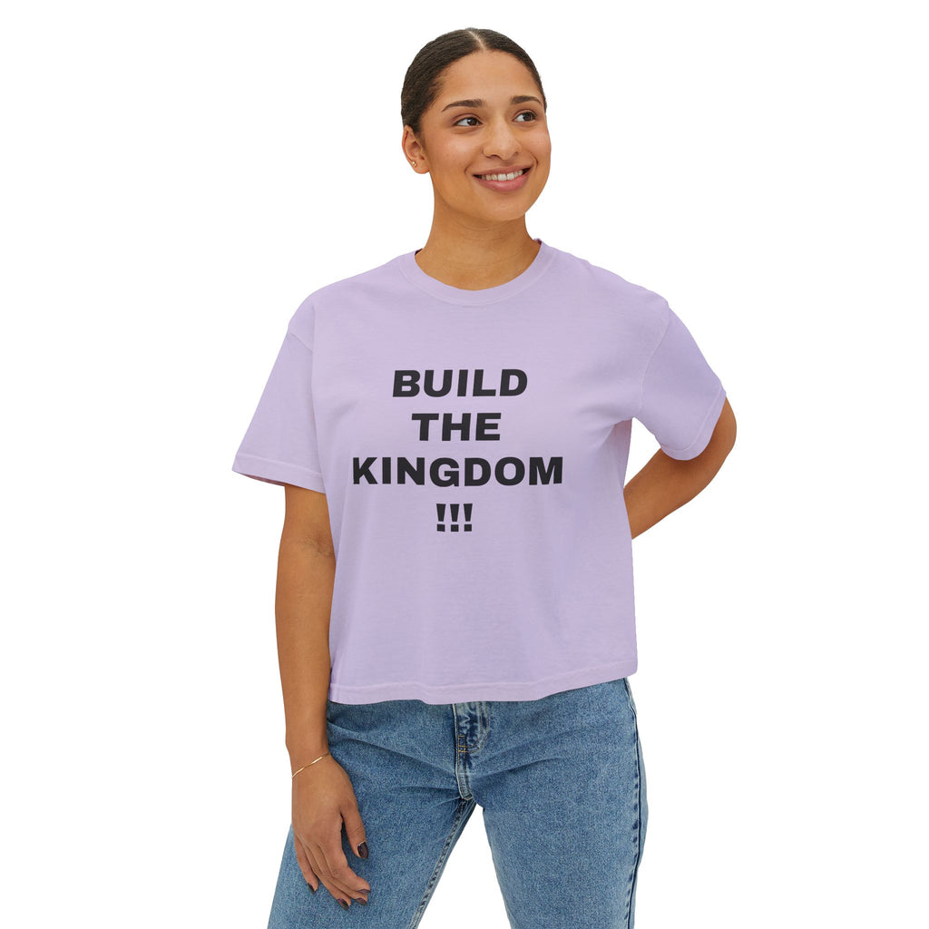Christian Message Boxy Tee — "Build the Kingdom / Spread the Gospel"