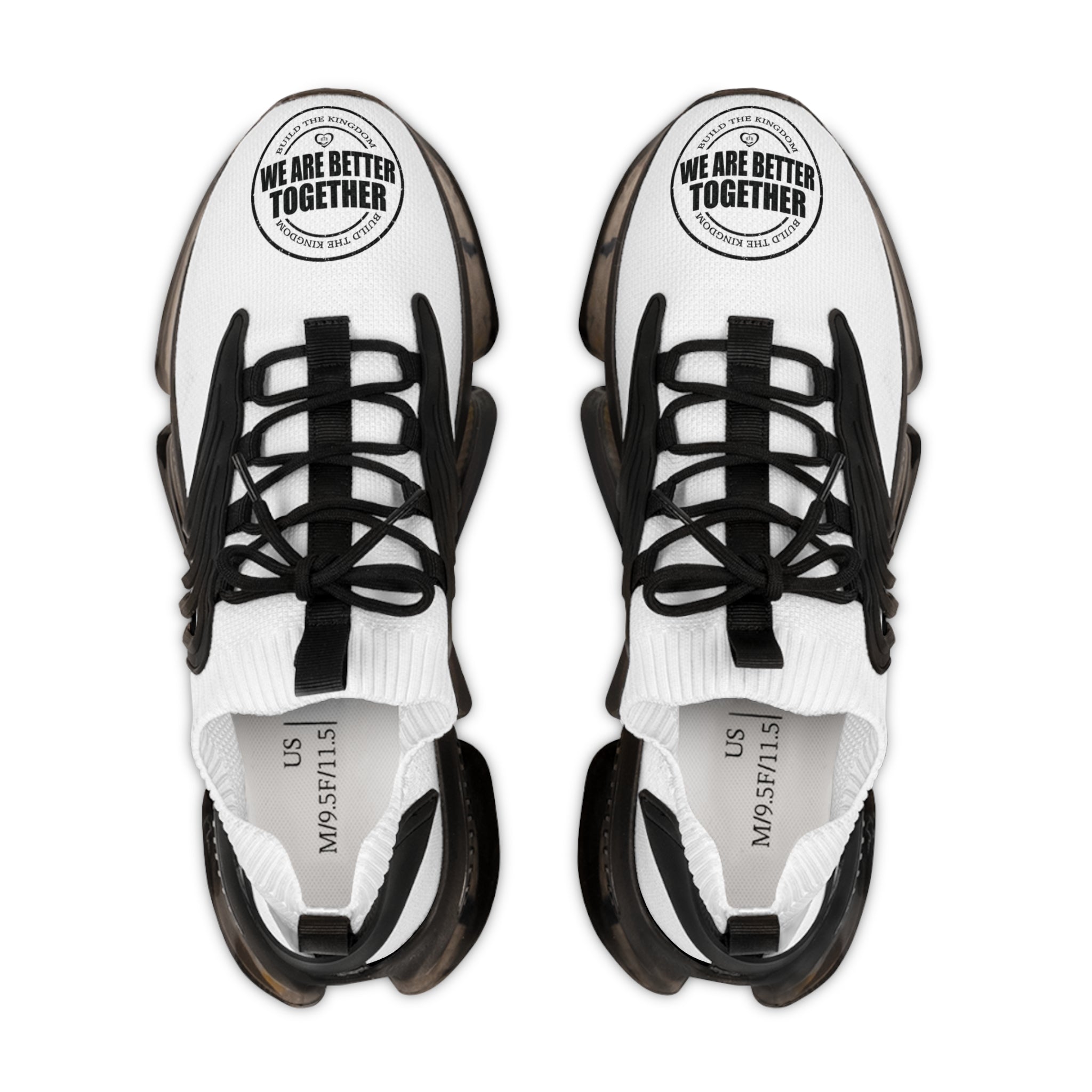 Men's White Mesh Sneakers — 'We Are Better Together' Athletic Shoes