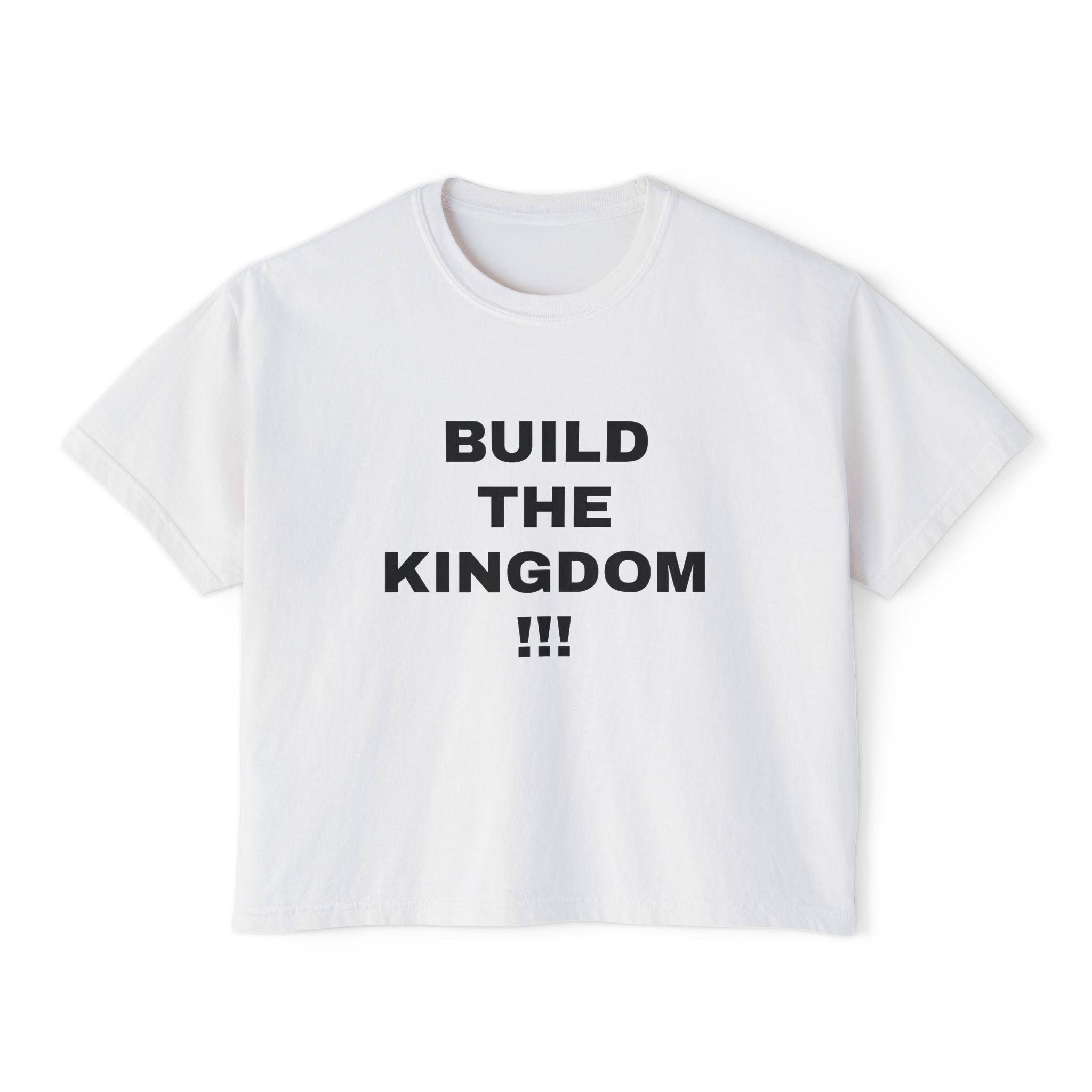 Christian Message Boxy Tee — "Build the Kingdom / Spread the Gospel"