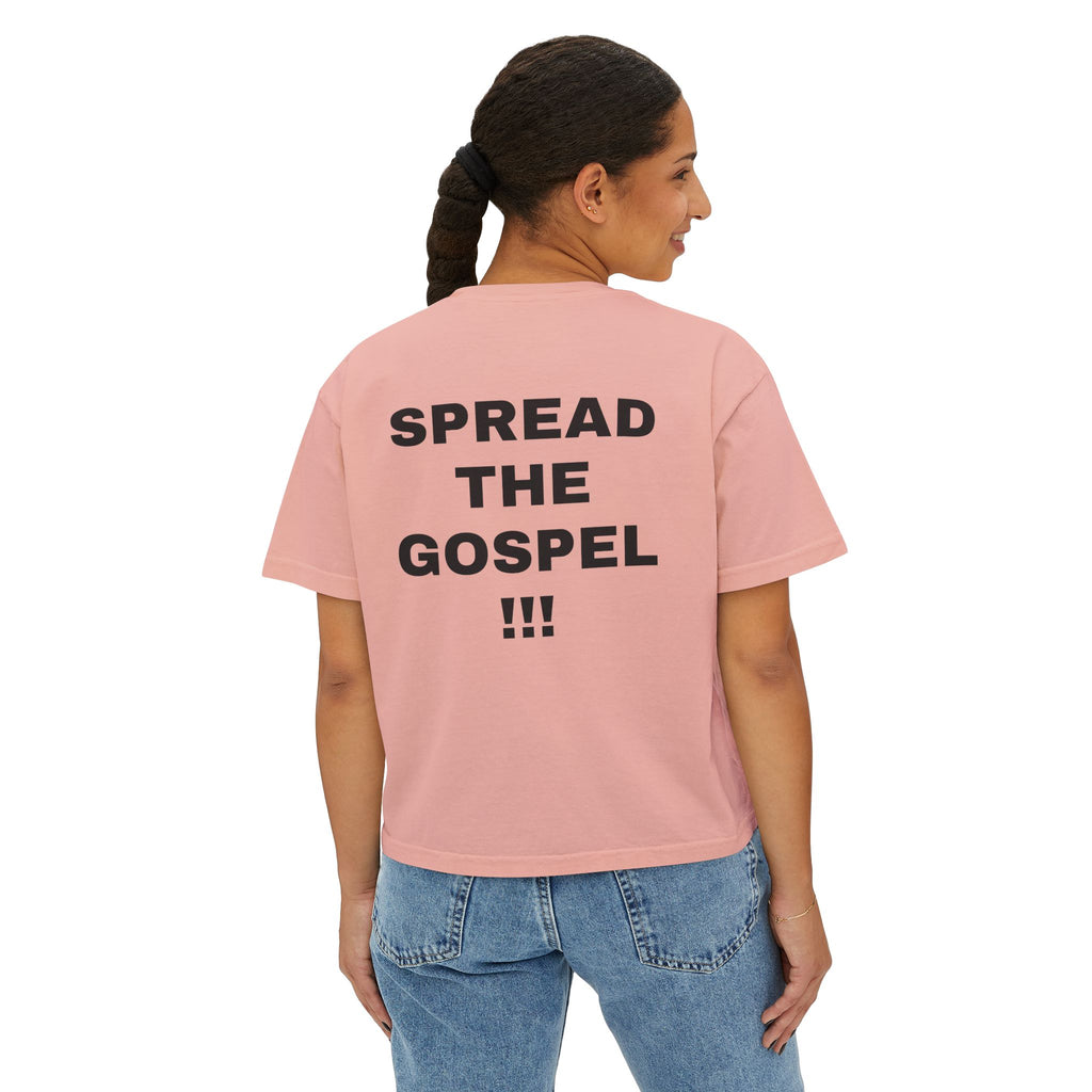 Christian Message Boxy Tee — "Build the Kingdom / Spread the Gospel"