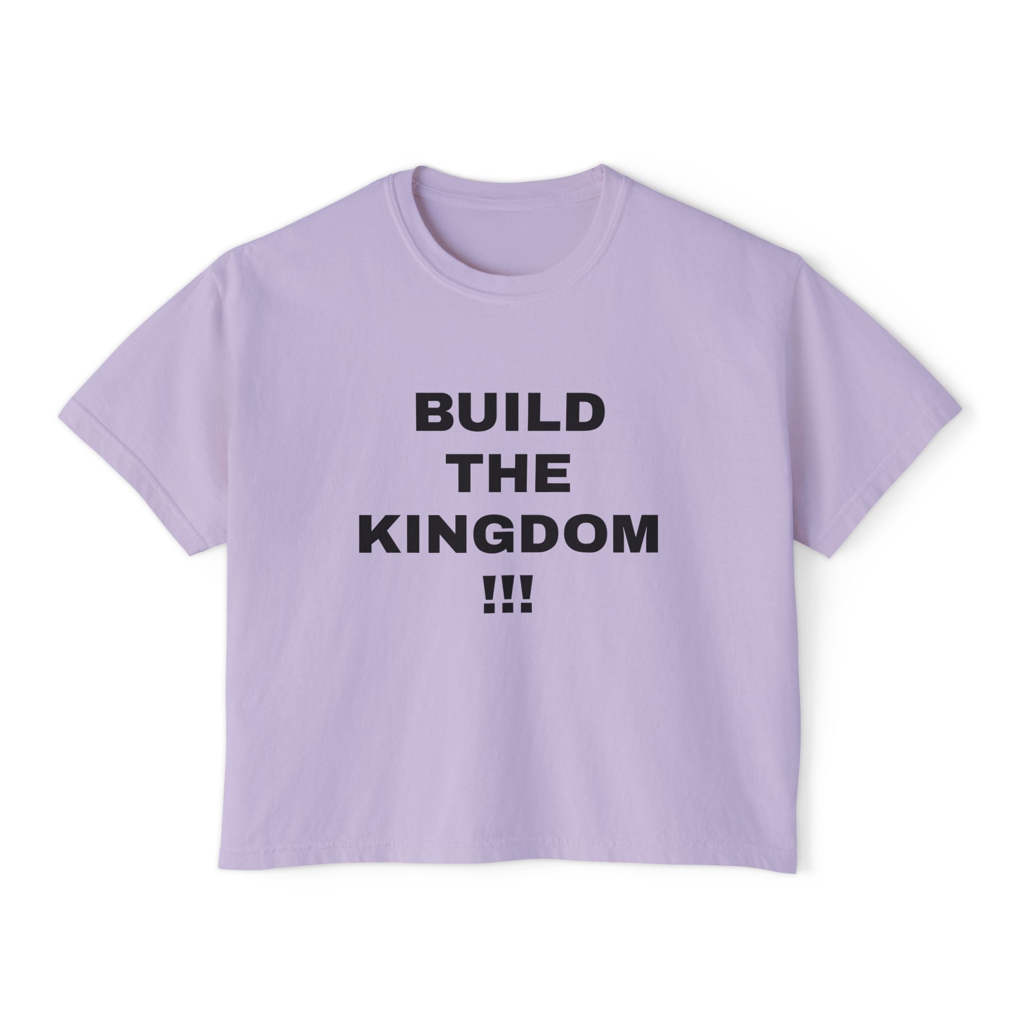 Christian Message Boxy Tee — "Build the Kingdom / Spread the Gospel"
