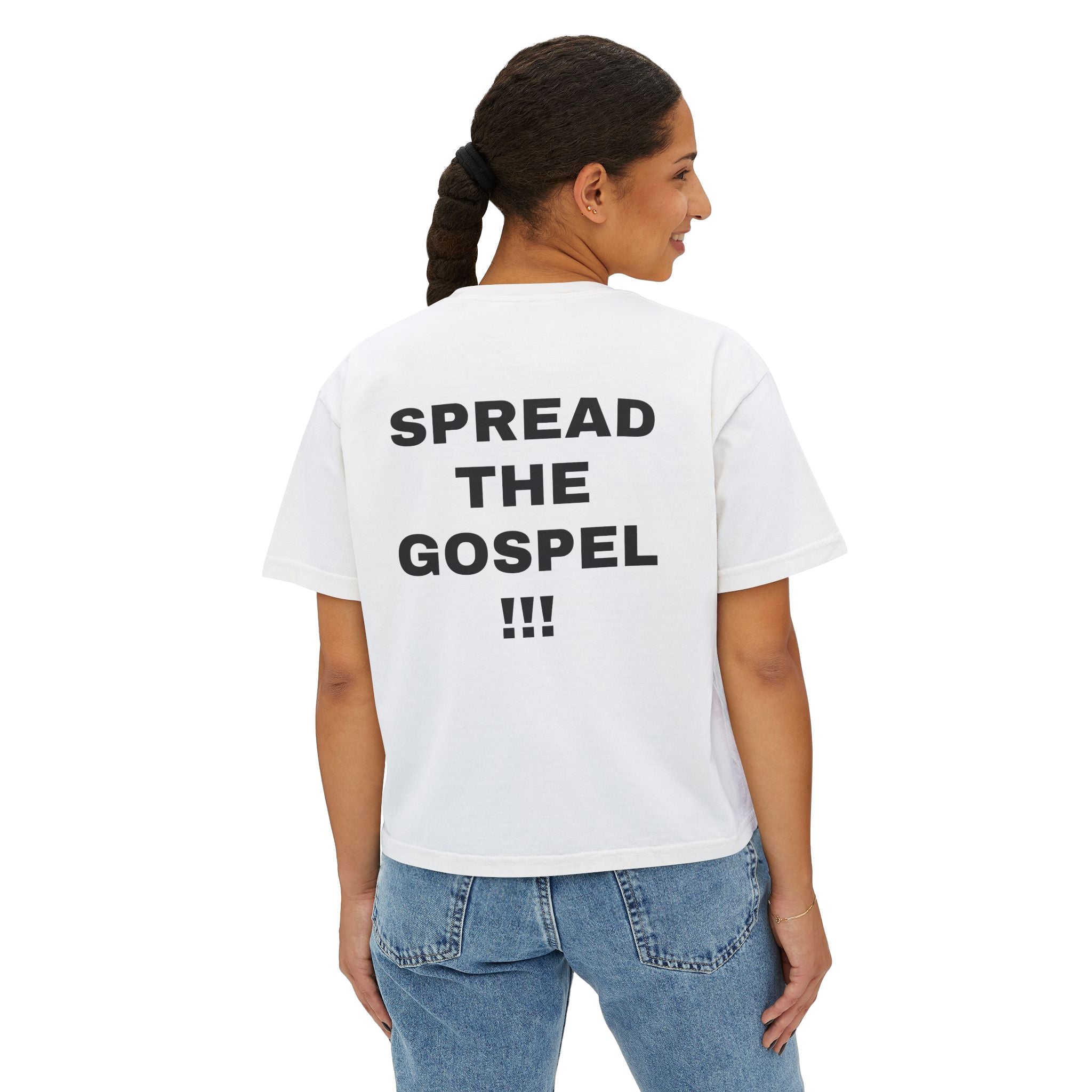 Christian Message Boxy Tee — "Build the Kingdom / Spread the Gospel"