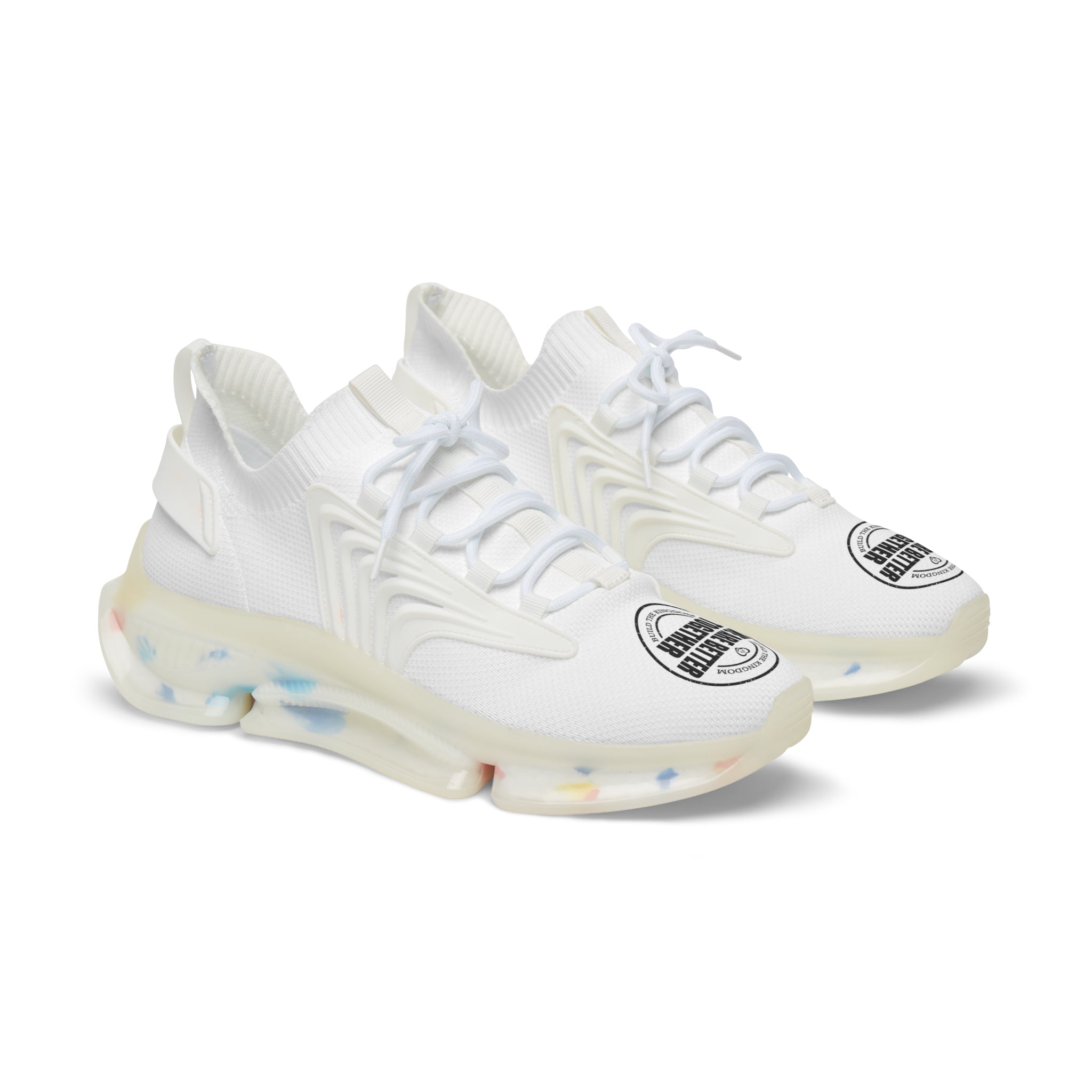 Men's White Mesh Sneakers — 'We Are Better Together' Athletic Shoes