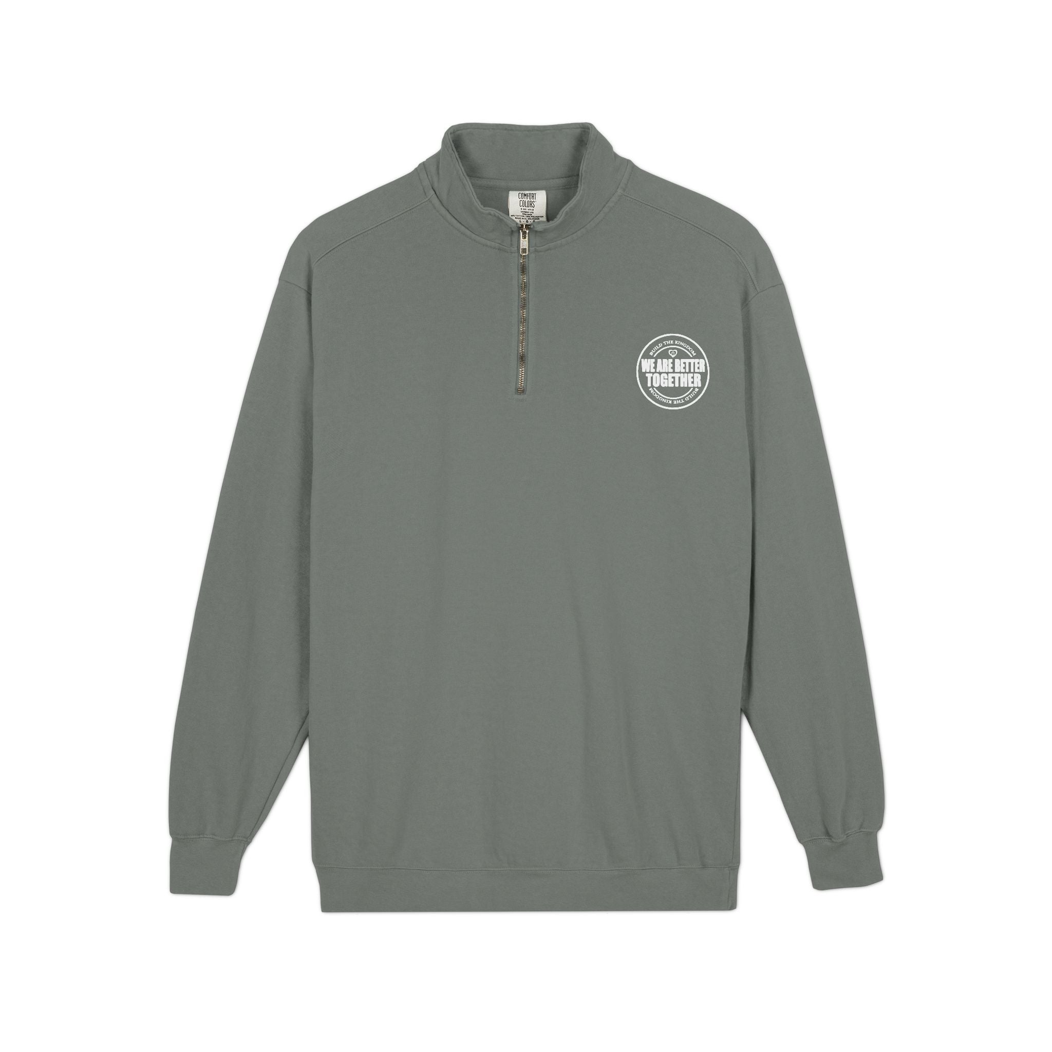 Quarter-Zip Sweatshirt — Small Chest Badge & Back Cross Graphic (Faith-Inspired)