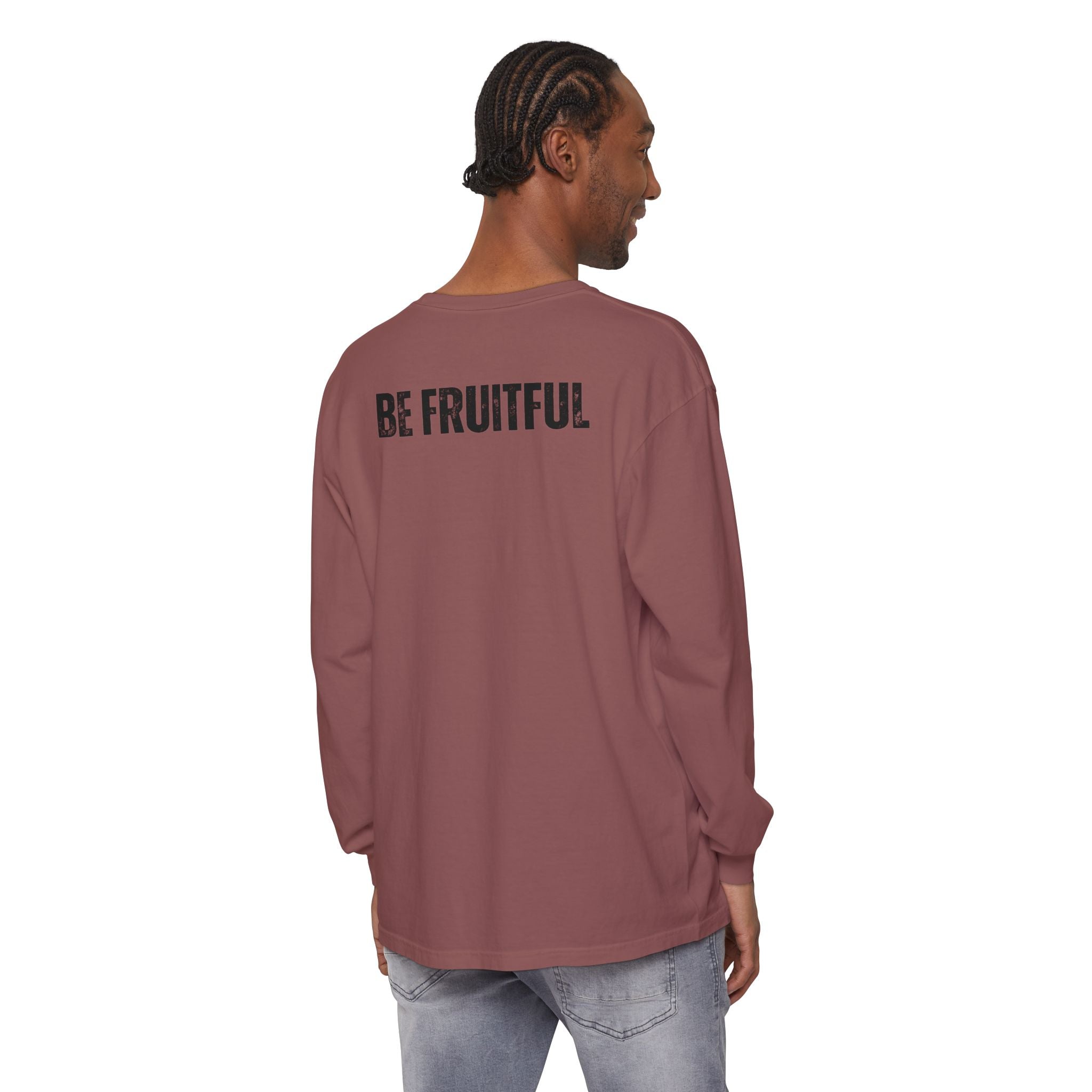 Fruit of the Spirit Long Sleeve Tee — Galatians 5:22 Christian Graphic Shirt (Be Fruitful)
