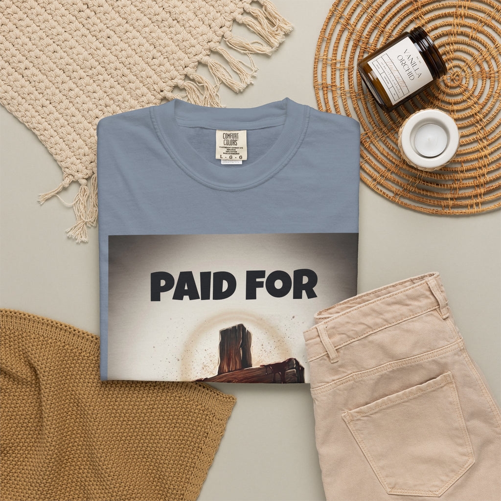 Christian T-Shirt — "Paid For" Cross Design with Rom. 10:13 Back
