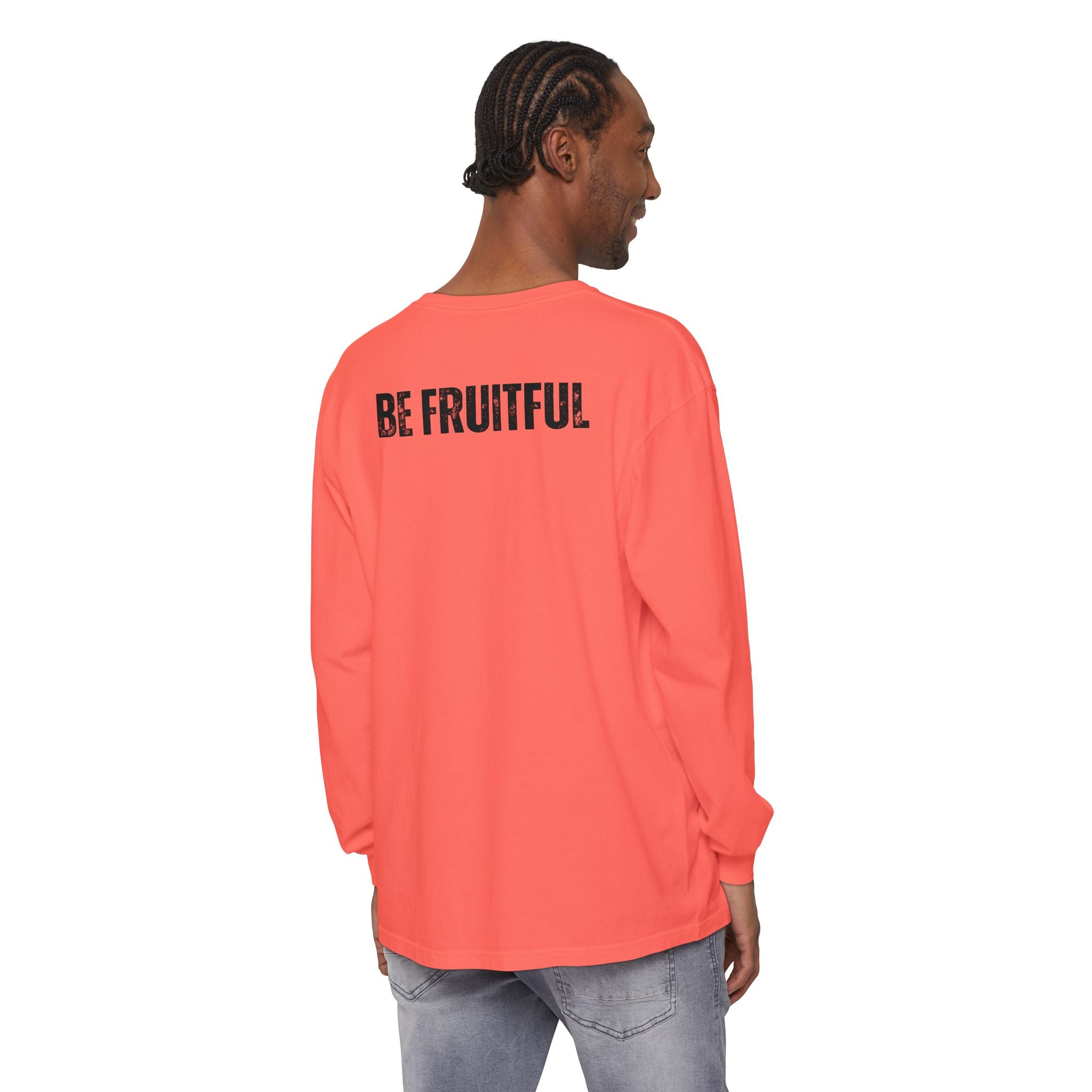 Fruit of the Spirit Long Sleeve Tee — Galatians 5:22 Christian Graphic Shirt (Be Fruitful)