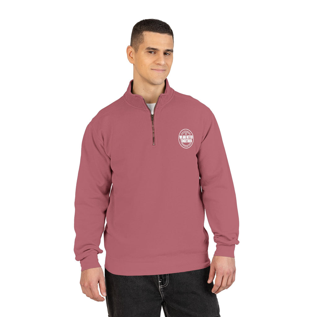 Quarter-Zip Sweatshirt — Small Chest Badge & Back Cross Graphic (Faith-Inspired)