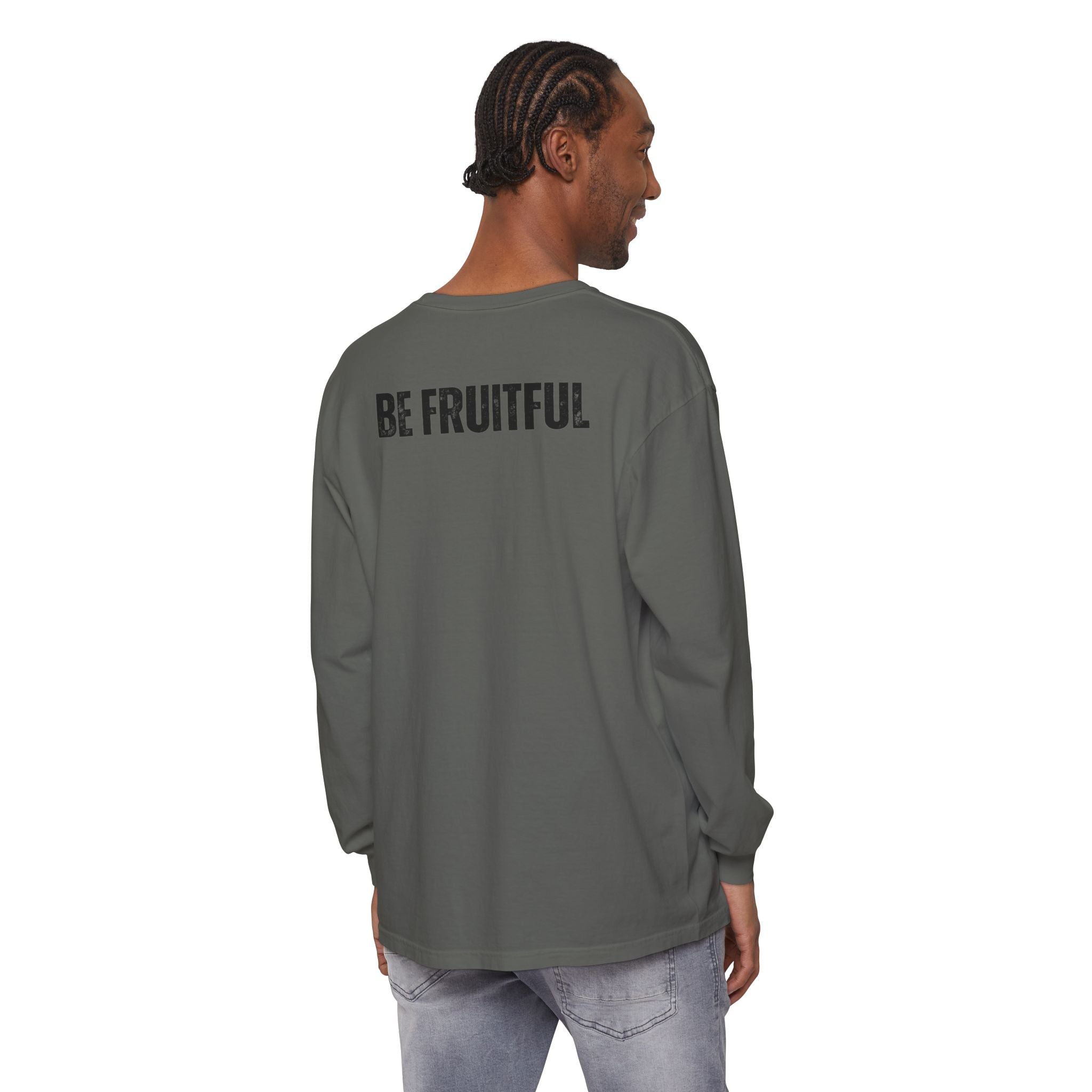 Fruit of the Spirit Long Sleeve Tee — Galatians 5:22 Christian Graphic Shirt (Be Fruitful)