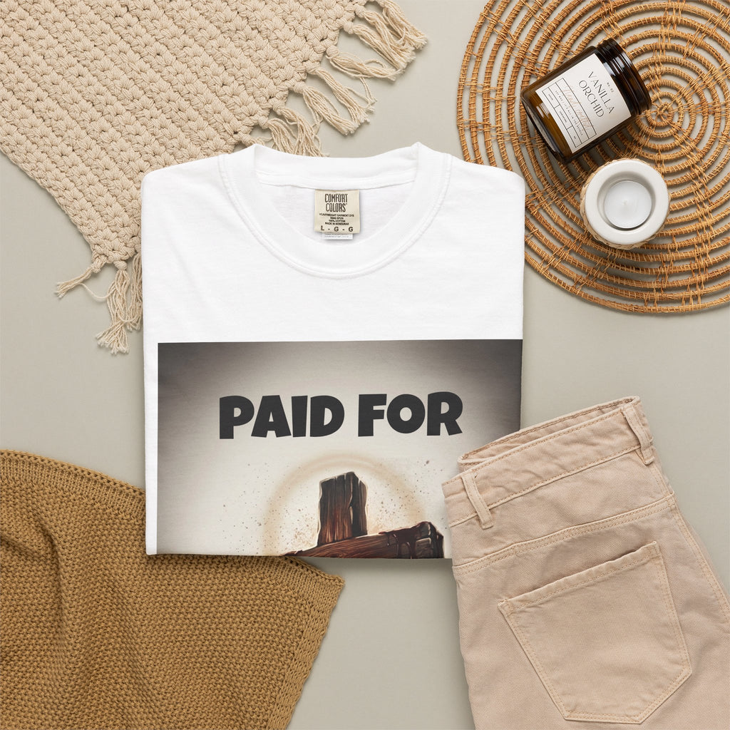 Christian T-Shirt — "Paid For" Cross Design with Rom. 10:13 Back