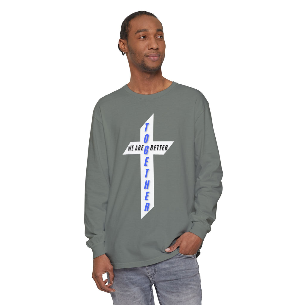 Together Cross Long Sleeve Tee — "We Are Better Together" Christian Graphic Shirt