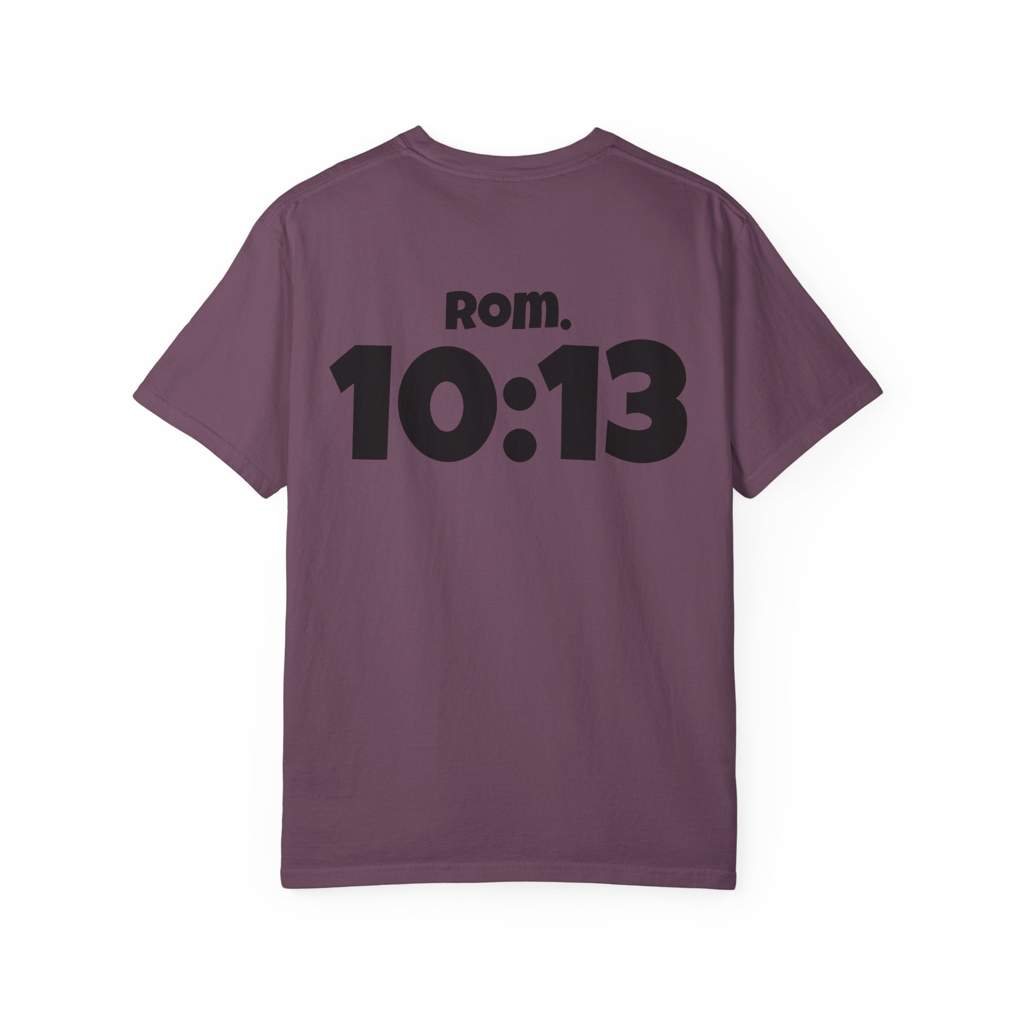 Christian T-Shirt — "Paid For" Cross Design with Rom. 10:13 Back