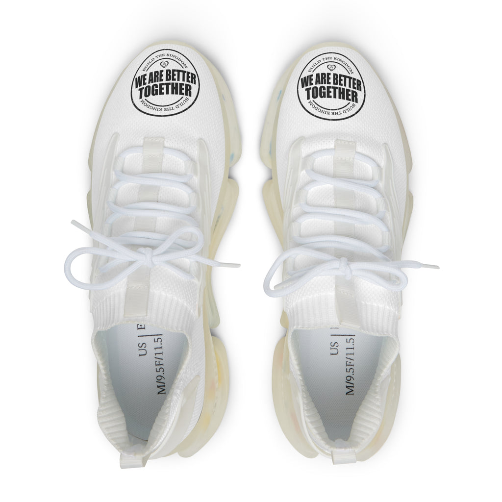 Men's White Mesh Sneakers — 'We Are Better Together' Athletic Shoes