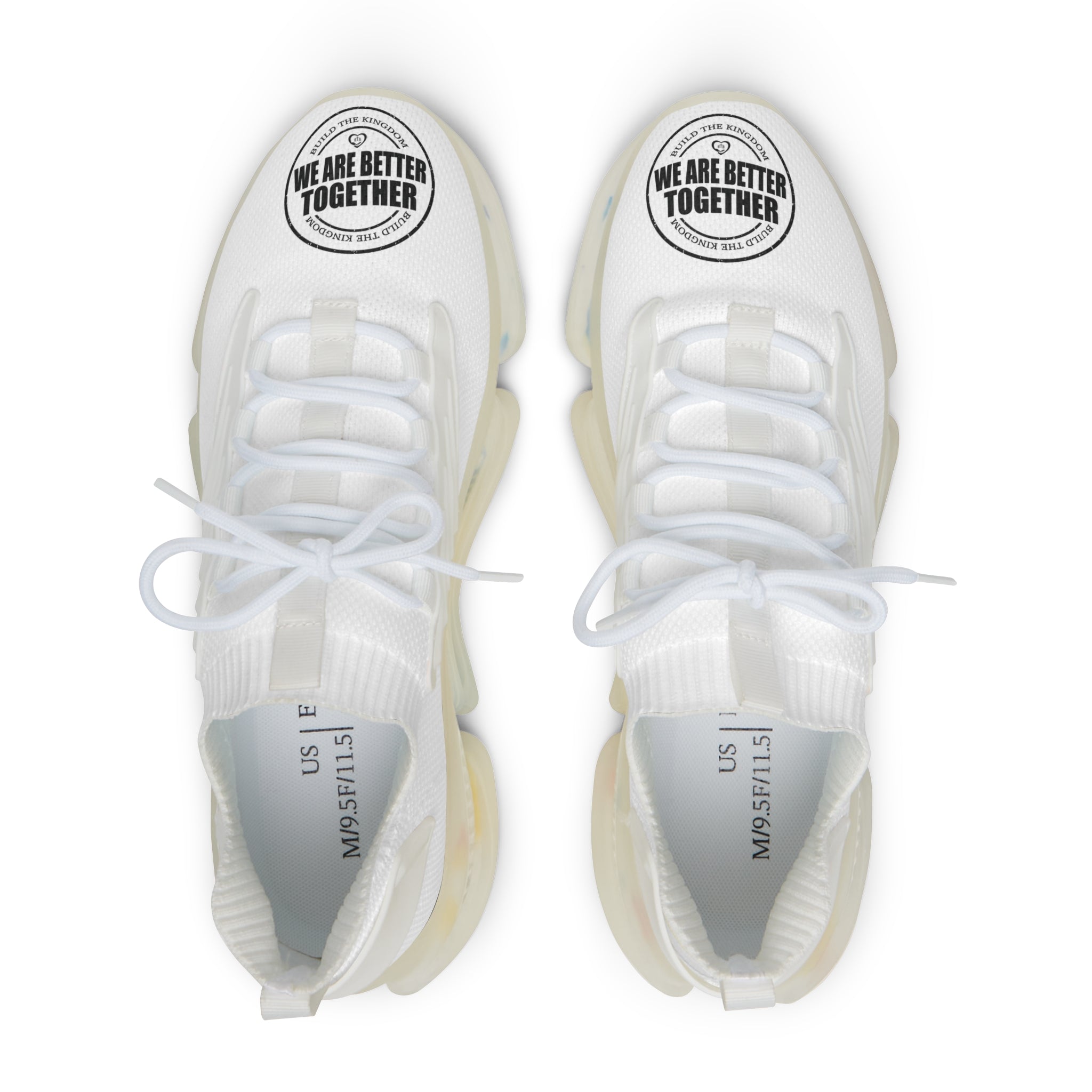 Men's White Mesh Sneakers — 'We Are Better Together' Athletic Shoes