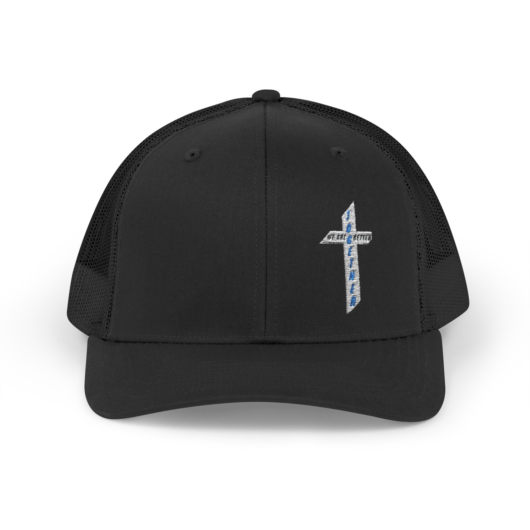 Embroidered Crystal Cross Snapback Trucker Cap — Religious Faith Baseball Hat