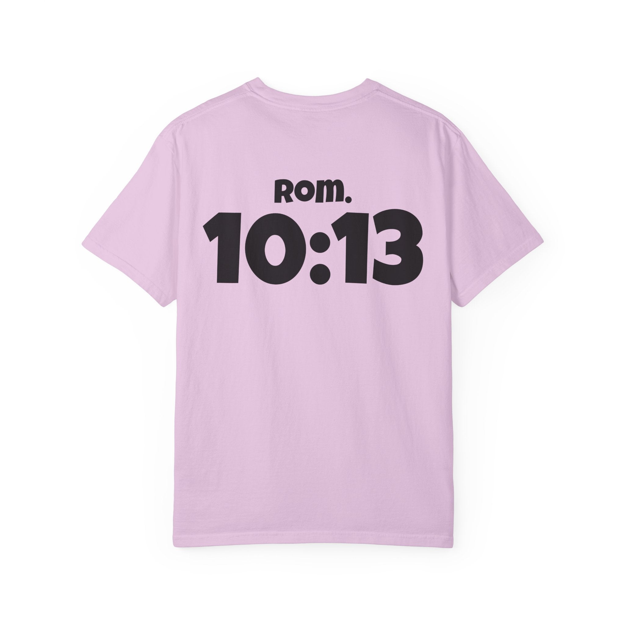 Christian T-Shirt — "Paid For" Cross Design with Rom. 10:13 Back