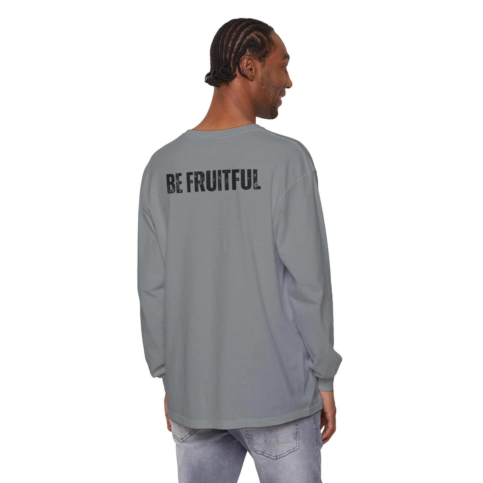 Fruit of the Spirit Long Sleeve Tee — Galatians 5:22 Christian Graphic Shirt (Be Fruitful)