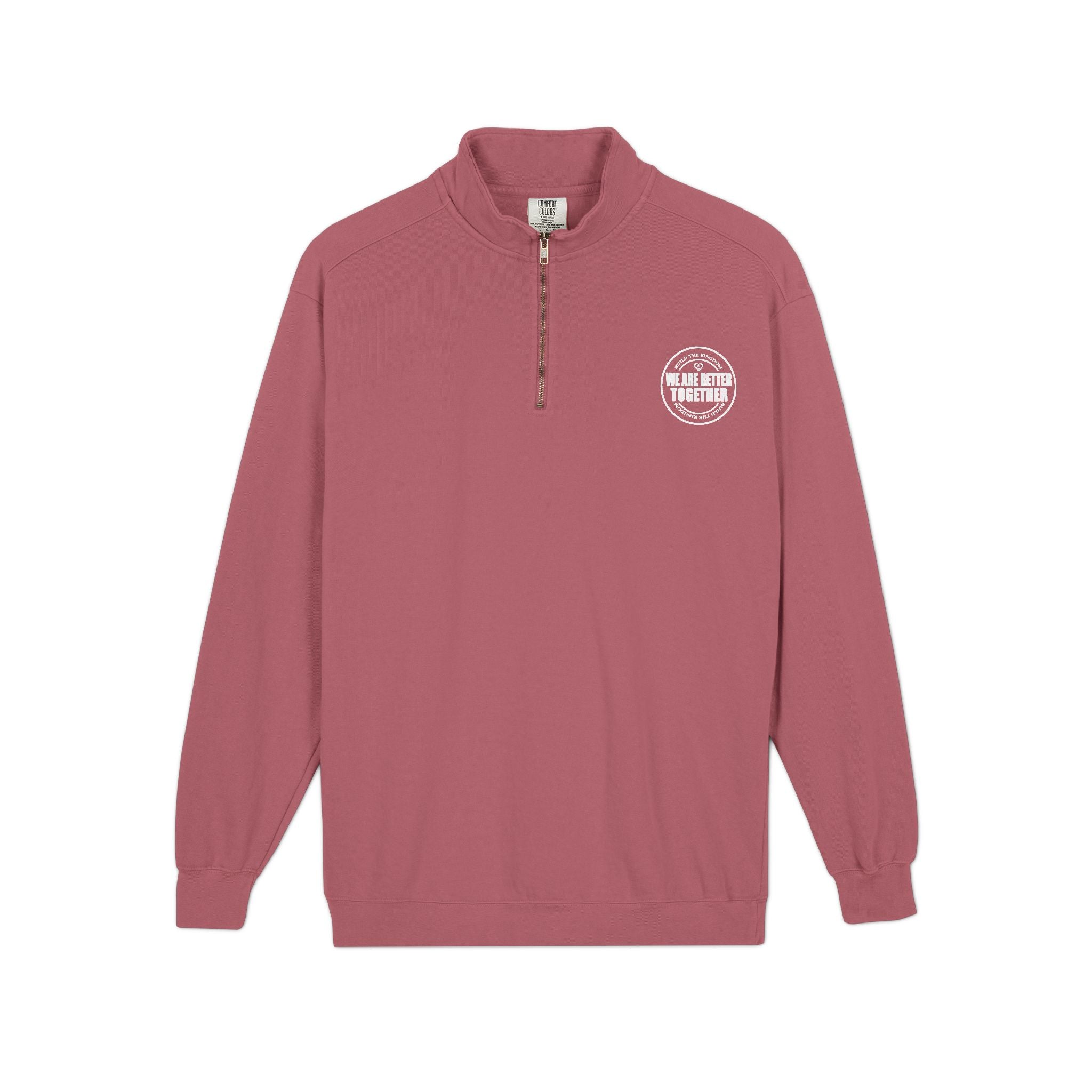 Quarter-Zip Sweatshirt — Small Chest Badge & Back Cross Graphic (Faith-Inspired)