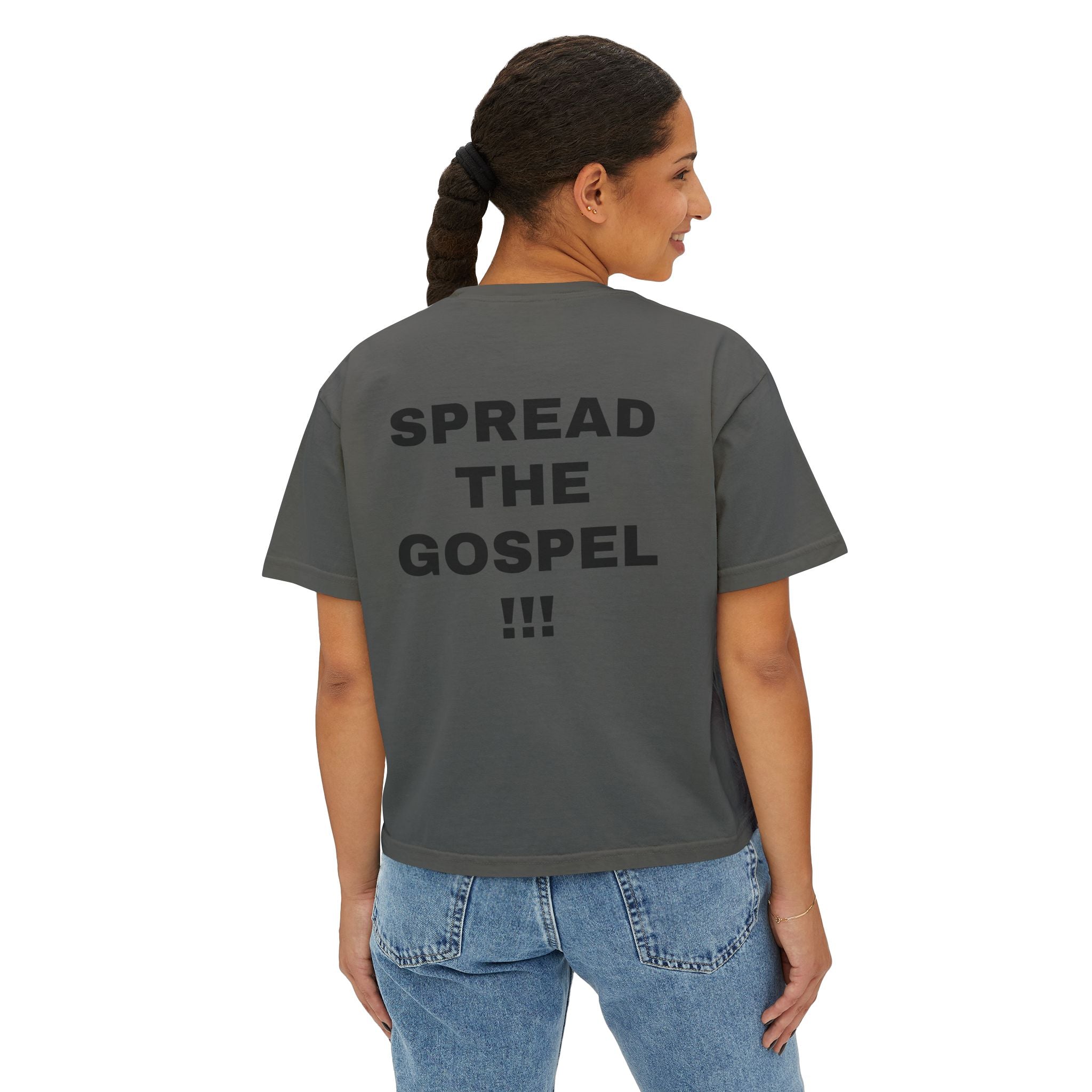 Christian Message Boxy Tee — "Build the Kingdom / Spread the Gospel"