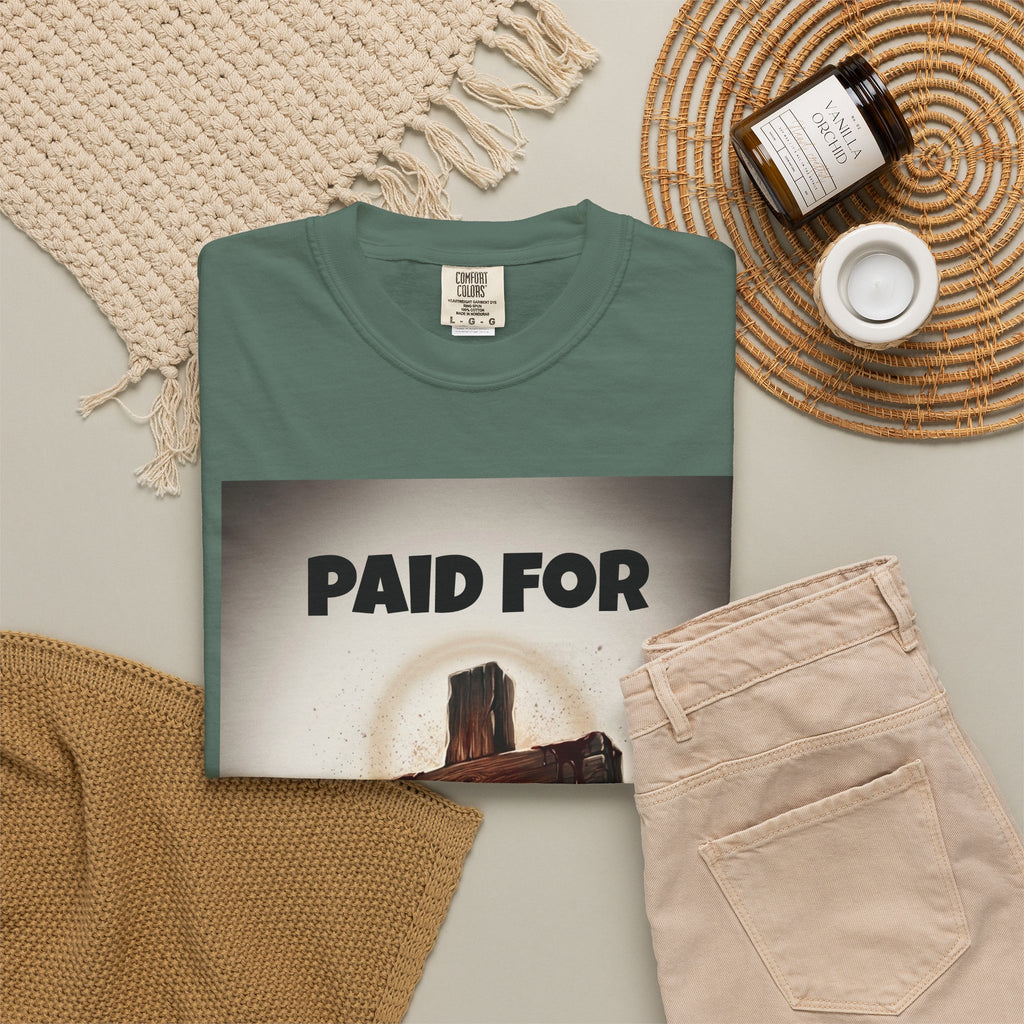 Christian T-Shirt — "Paid For" Cross Design with Rom. 10:13 Back