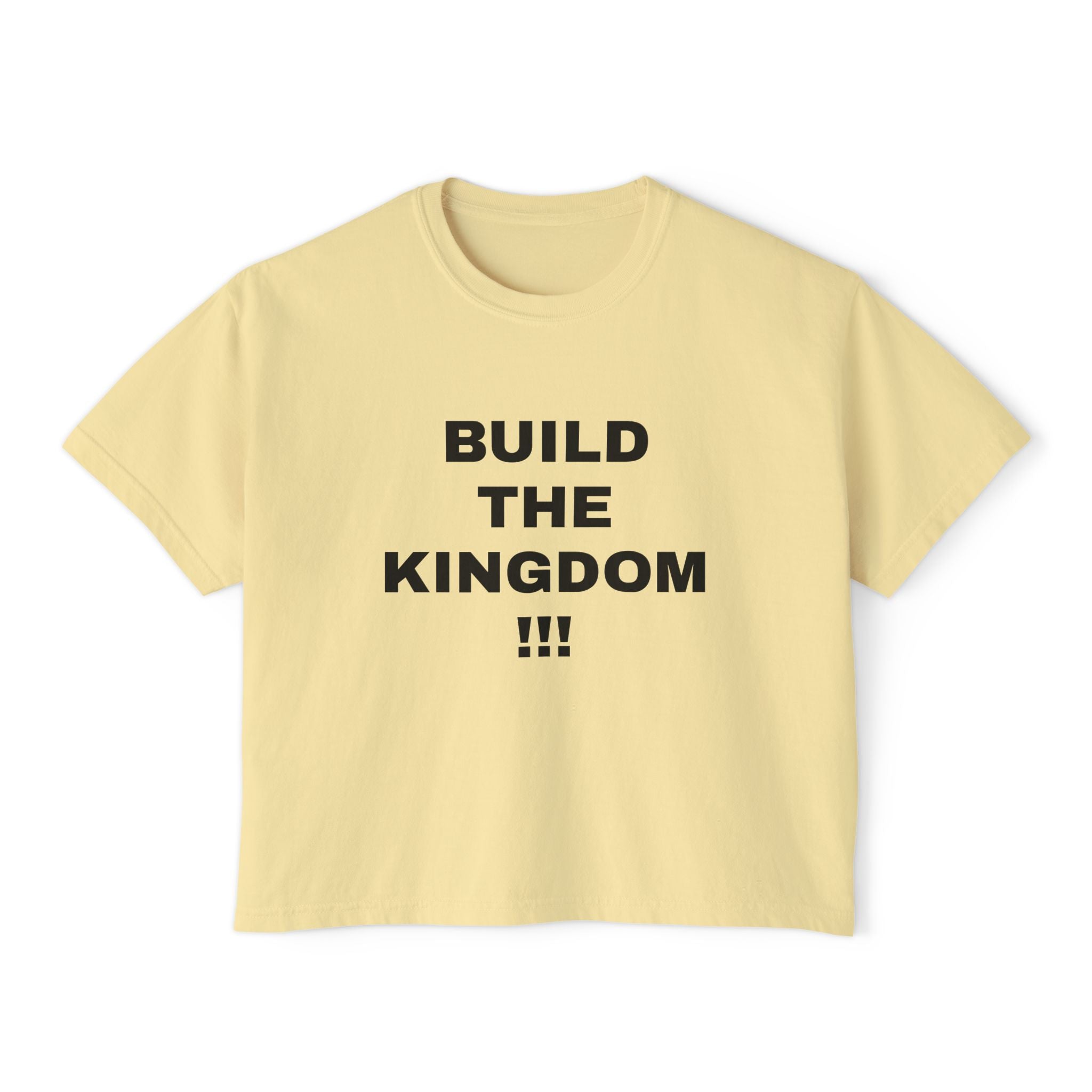 Christian Message Boxy Tee — "Build the Kingdom / Spread the Gospel"