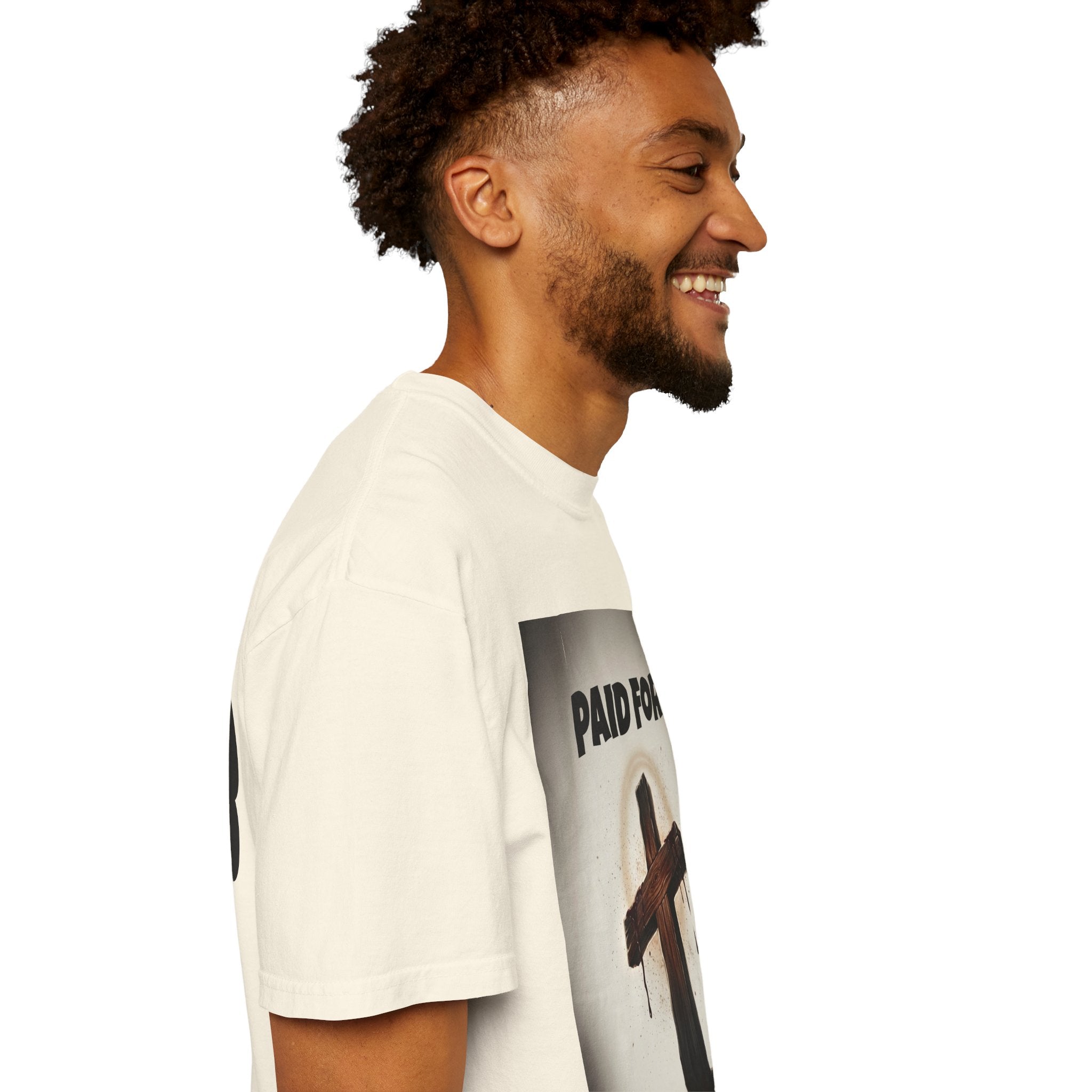 Christian T-Shirt — "Paid For" Cross Design with Rom. 10:13 Back