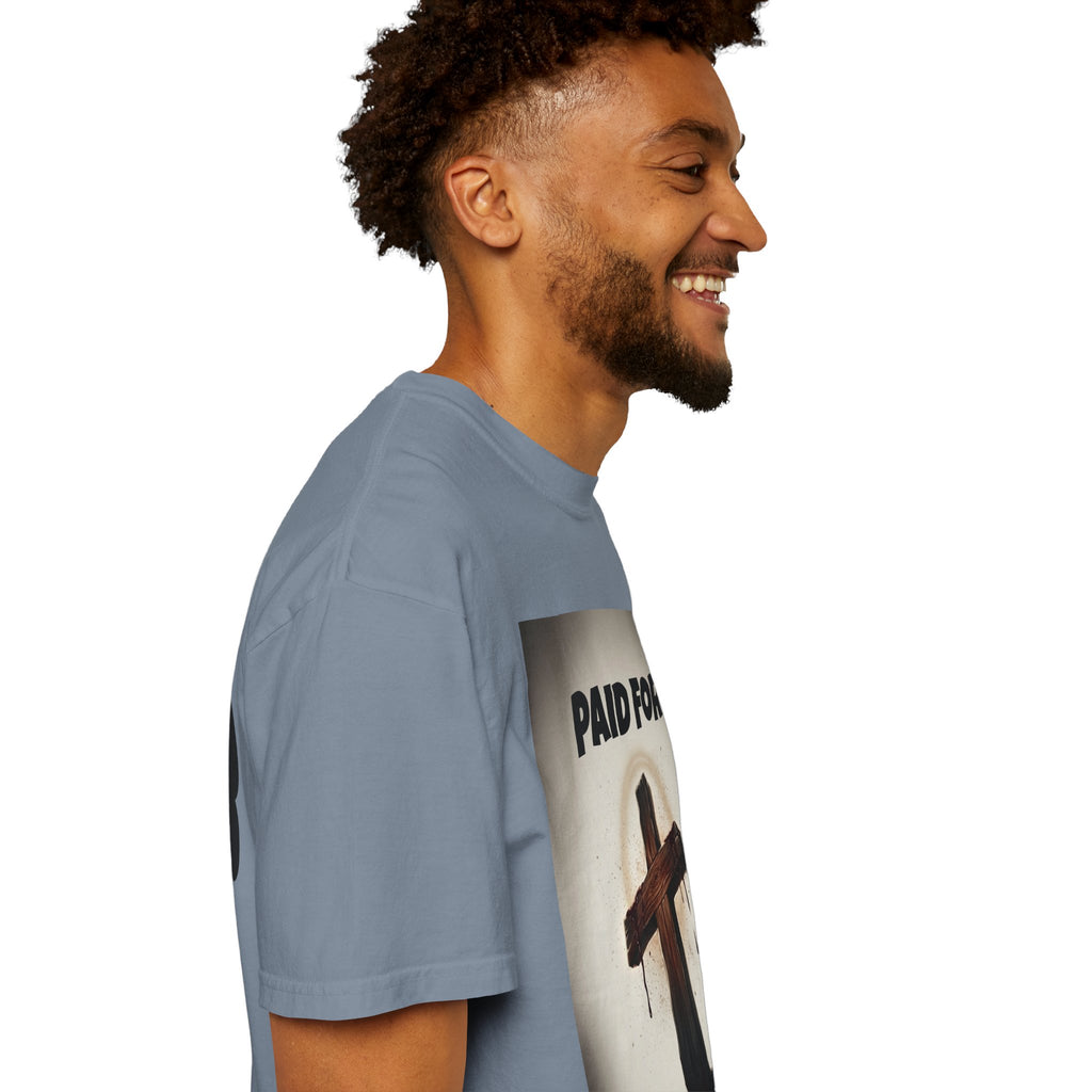 Christian T-Shirt — "Paid For" Cross Design with Rom. 10:13 Back