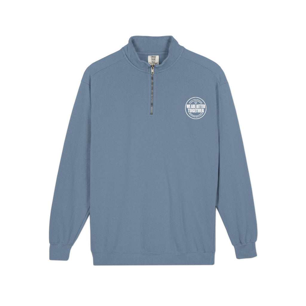 Quarter-Zip Sweatshirt — Small Chest Badge & Back Cross Graphic (Faith-Inspired)