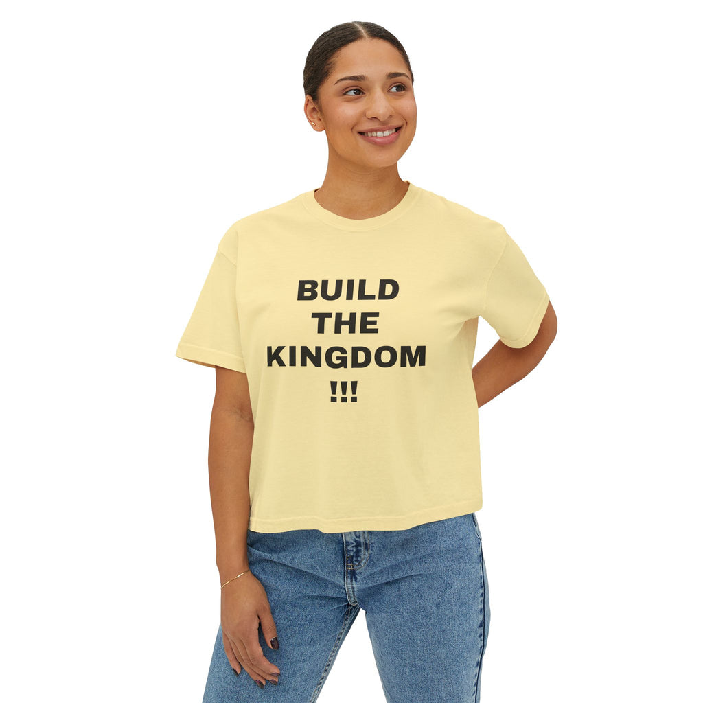 Christian Message Boxy Tee — "Build the Kingdom / Spread the Gospel"