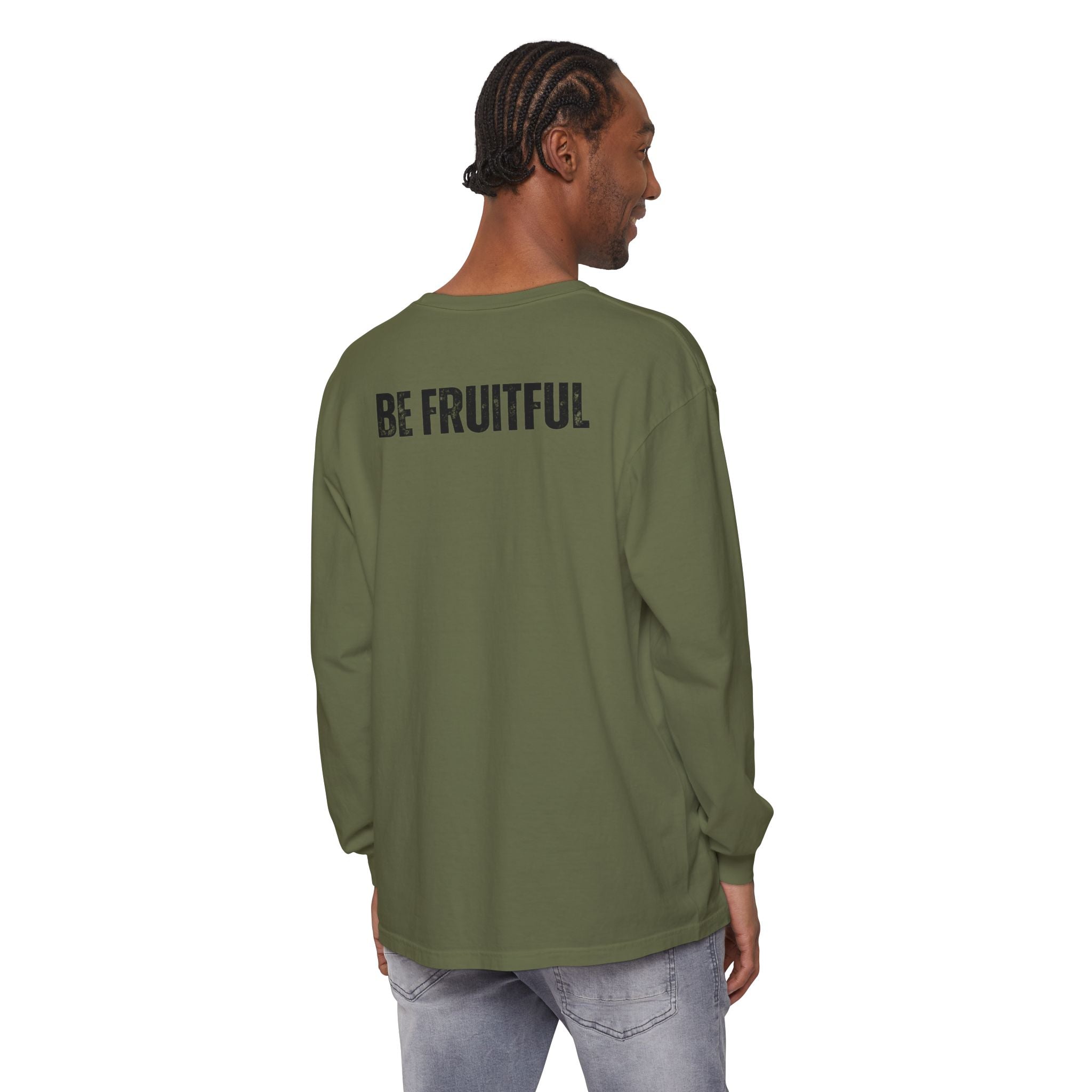 Fruit of the Spirit Long Sleeve Tee — Galatians 5:22 Christian Graphic Shirt (Be Fruitful)