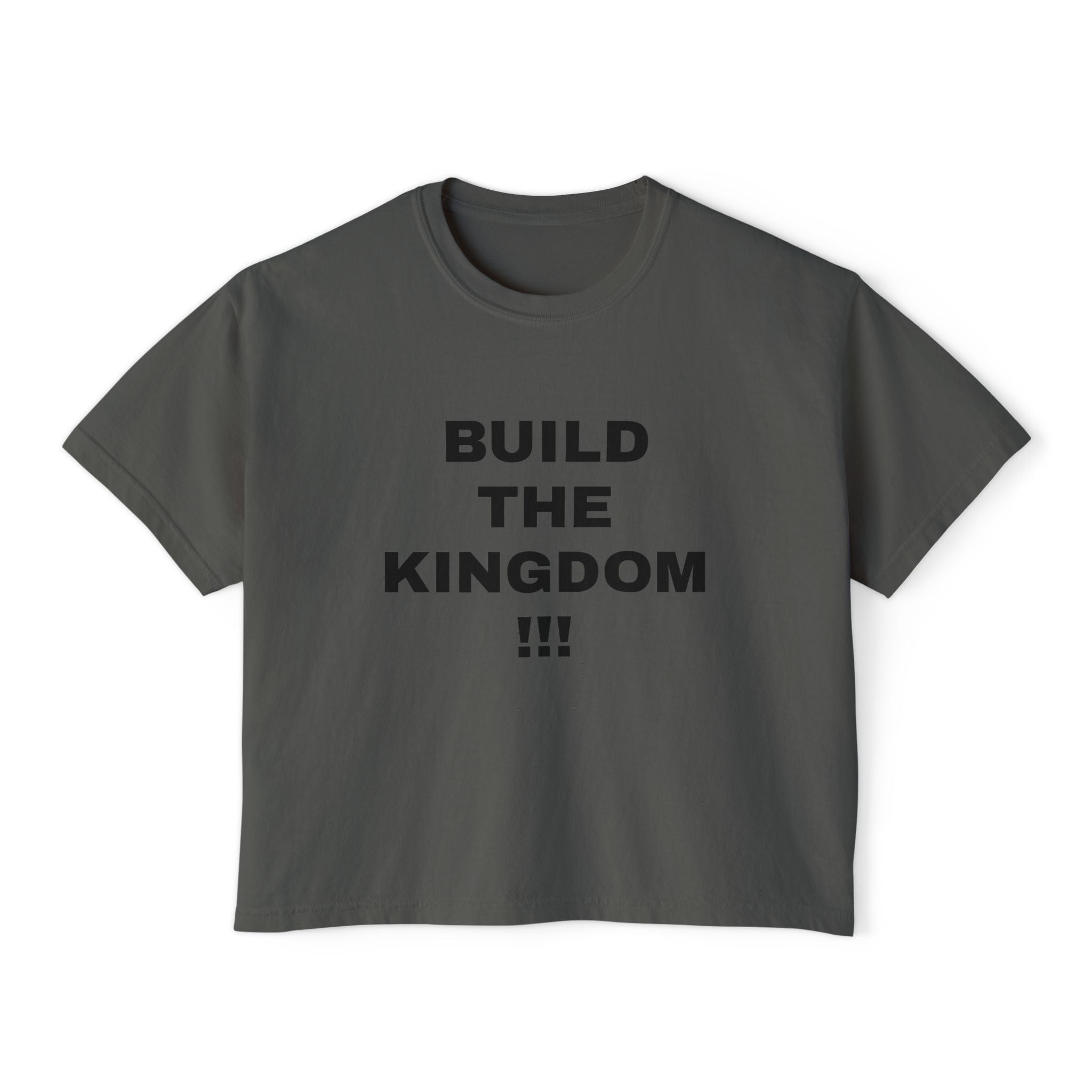 Christian Message Boxy Tee — "Build the Kingdom / Spread the Gospel"