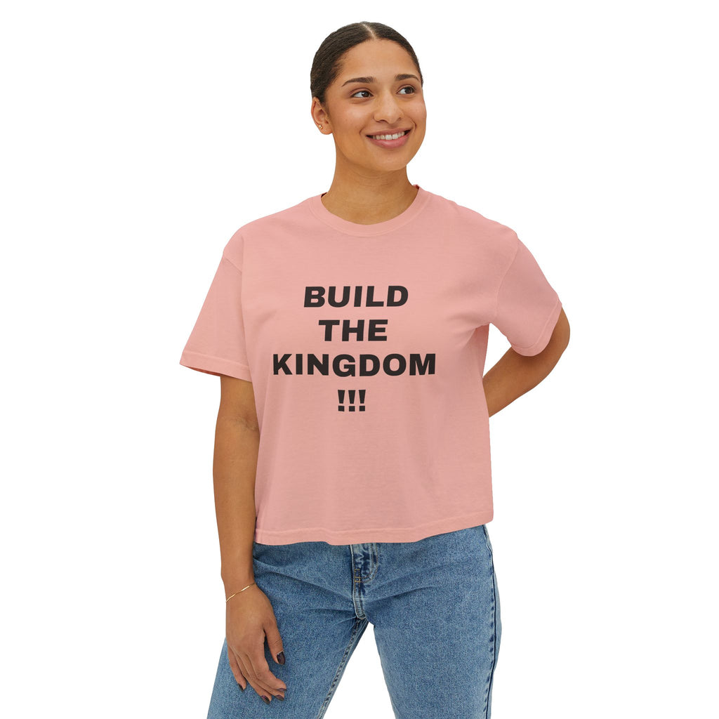 Christian Message Boxy Tee — "Build the Kingdom / Spread the Gospel"