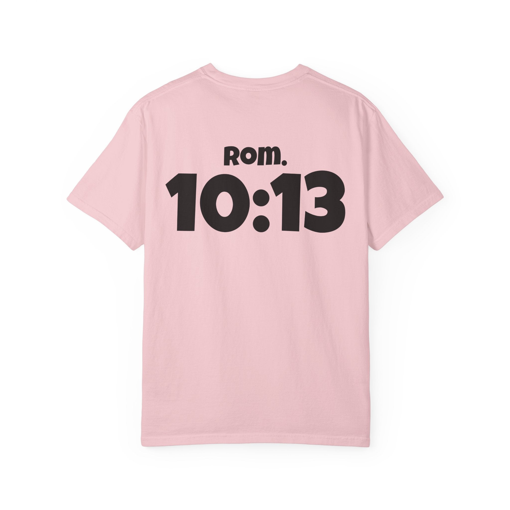 Christian T-Shirt — "Paid For" Cross Design with Rom. 10:13 Back