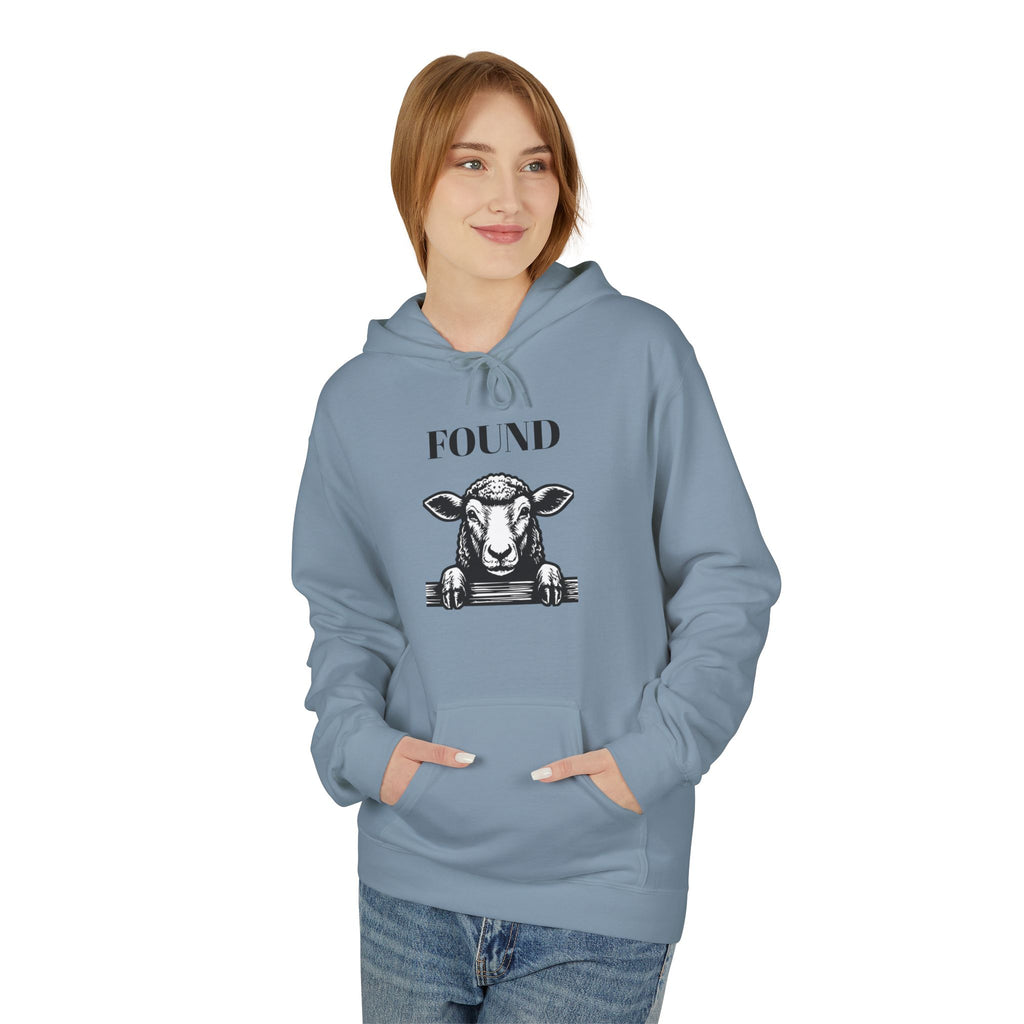 Sheep Graphic Hoodie – "FOUND" Front & Luke 15:7 Back Religious Pullover