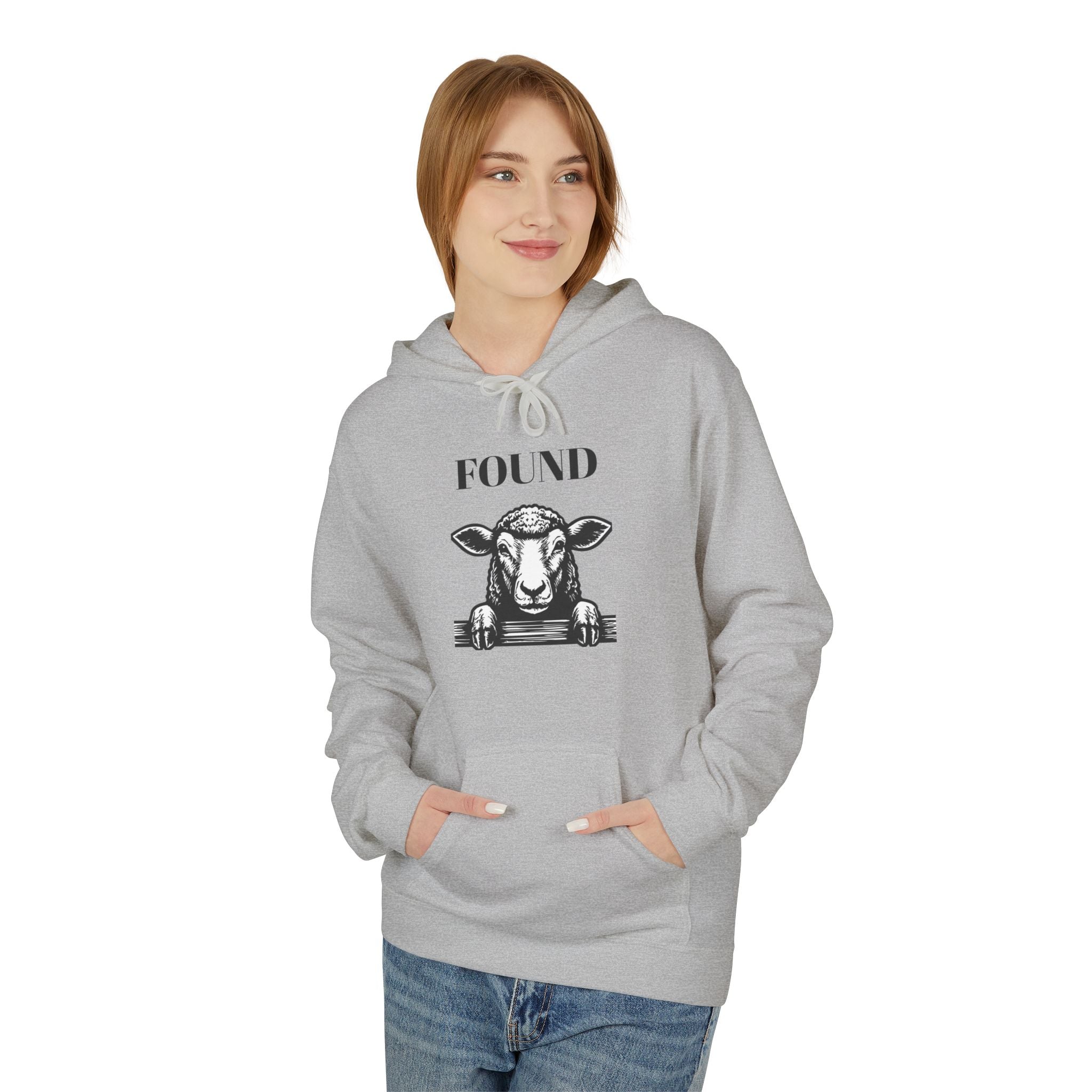Sheep Graphic Hoodie – "FOUND" Front & Luke 15:7 Back Religious Pullover