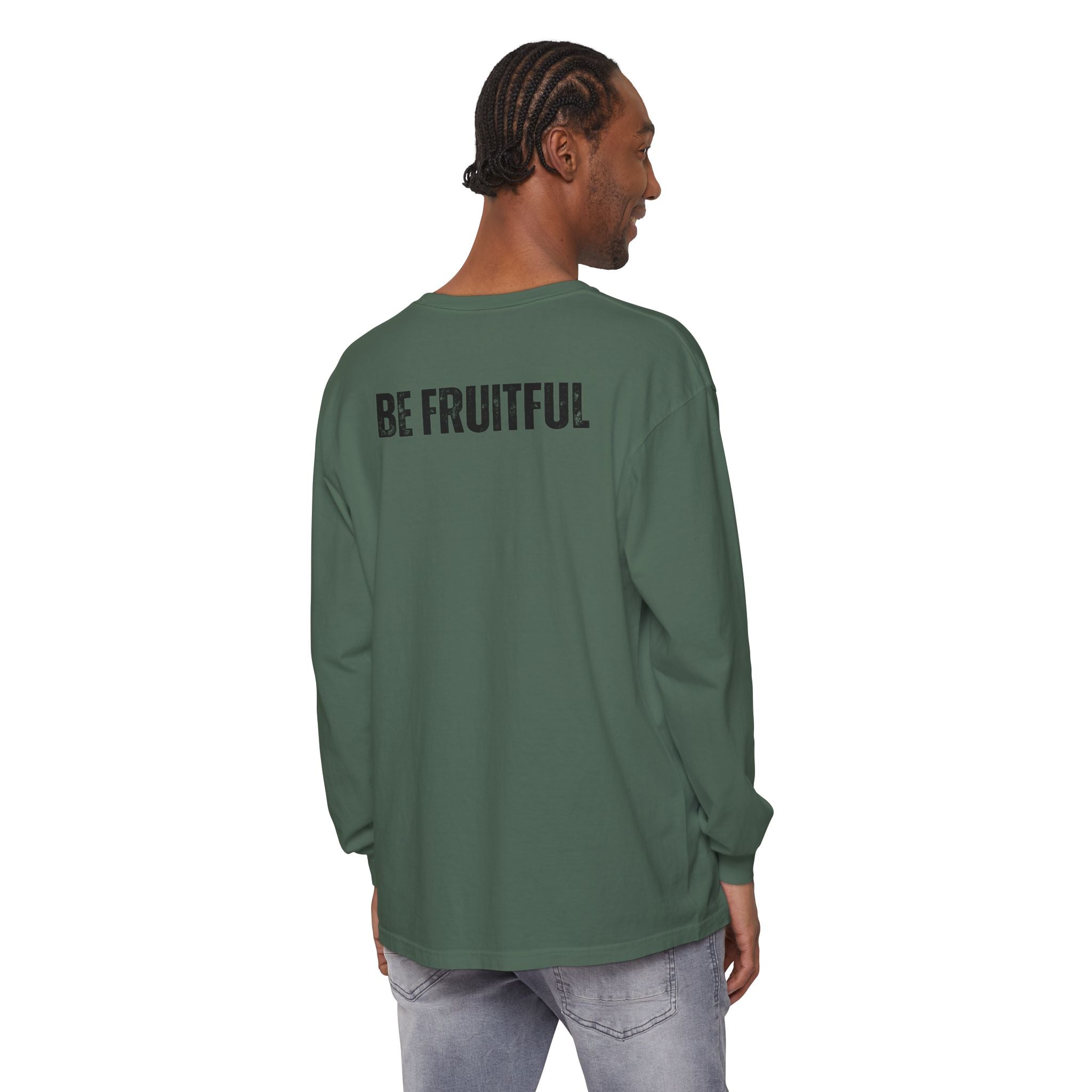 Fruit of the Spirit Long Sleeve Tee — Galatians 5:22 Christian Graphic Shirt (Be Fruitful)