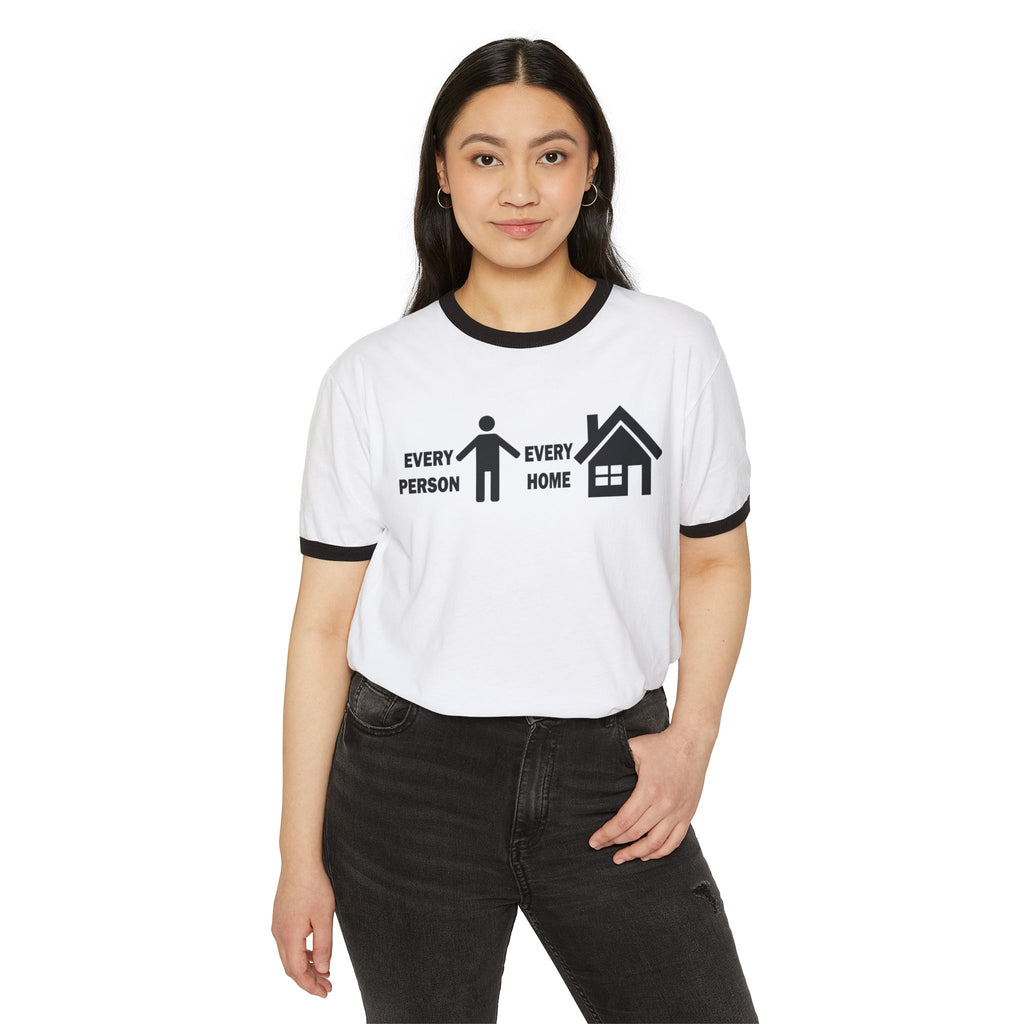 Every Person Every Home Ringer T-Shirt — "One Million Souls" Mission Tee
