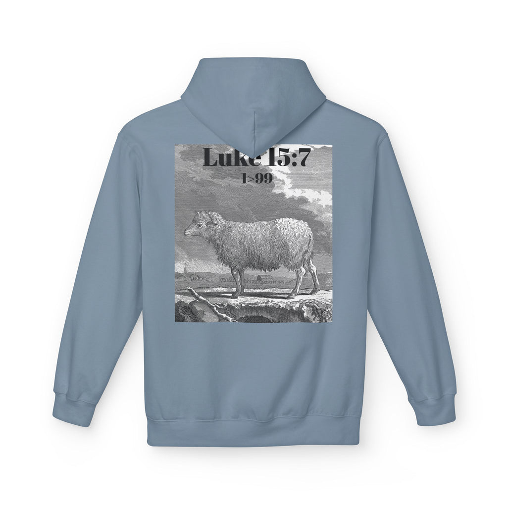 Sheep Graphic Hoodie – "FOUND" Front & Luke 15:7 Back Religious Pullover