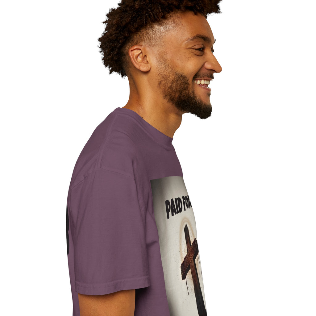 Christian T-Shirt — "Paid For" Cross Design with Rom. 10:13 Back