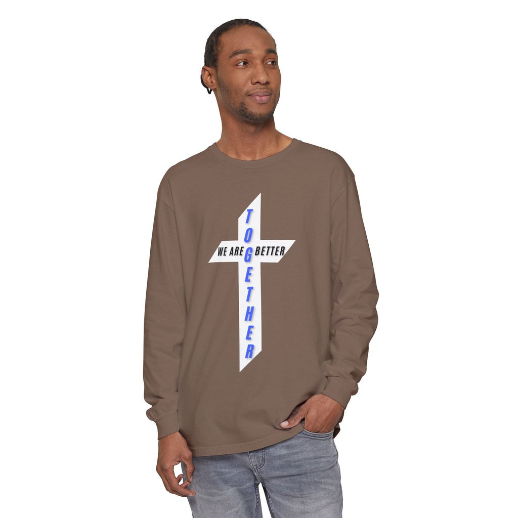 Together Cross Long Sleeve Tee — "We Are Better Together" Christian Graphic Shirt