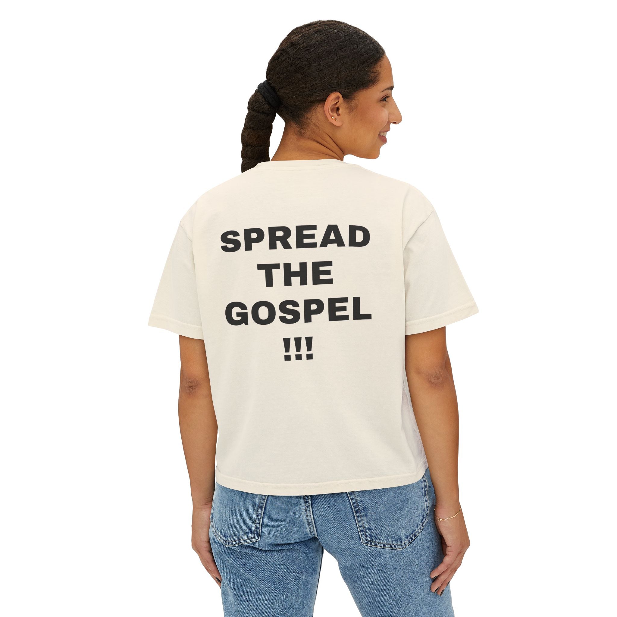 Christian Message Boxy Tee — "Build the Kingdom / Spread the Gospel"